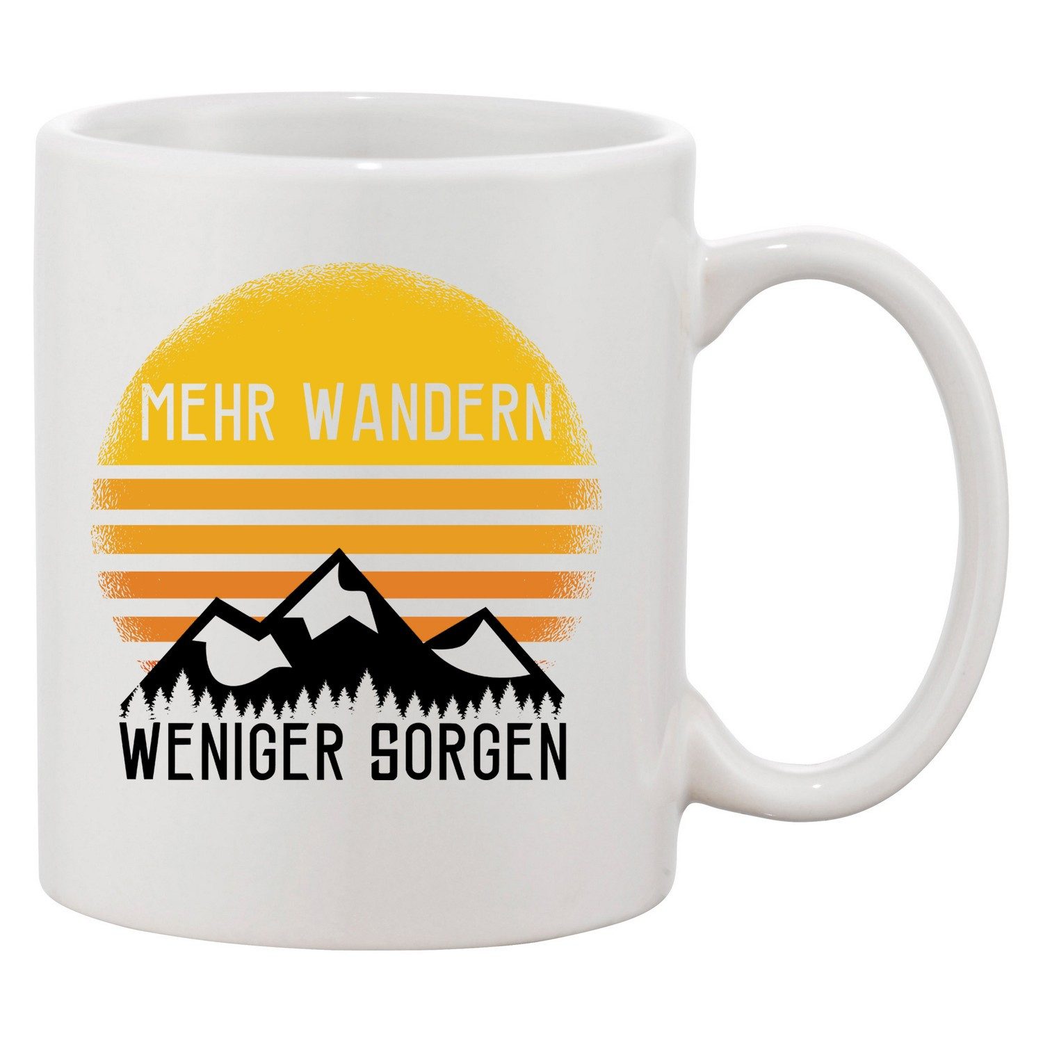 Blondie & Brownie Tasse Wanderbecher Mehr Wandern weniger Sorgen Retro Tasse Natur Geschenk, 1-tlg., Keramik, WandernSorgen Tasse Bergliebe