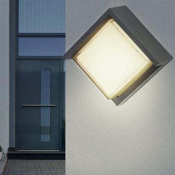 etc-shop Außen-Wandleuchte, LED-Leuchtmittel fest verbaut, Warmweiß, Außenleuchte Wandlampe Gartenleuchte 1 Flammig Spot LED ALU Anthrazit