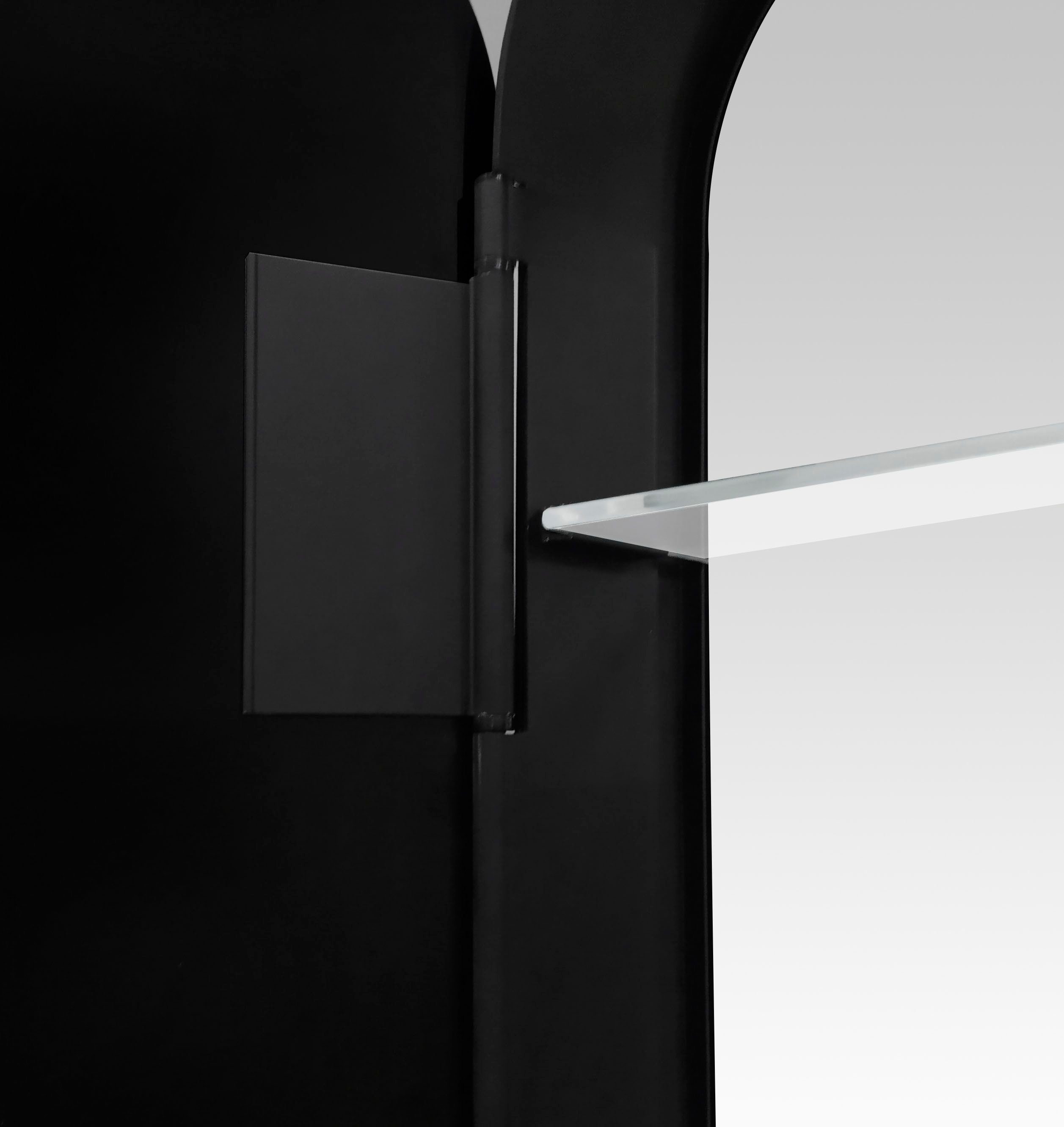 Alumunium und cm, Badezimmerspiegelschrank BxH: Talos IP24, schwarz Echtglas, oval, aus 40x60