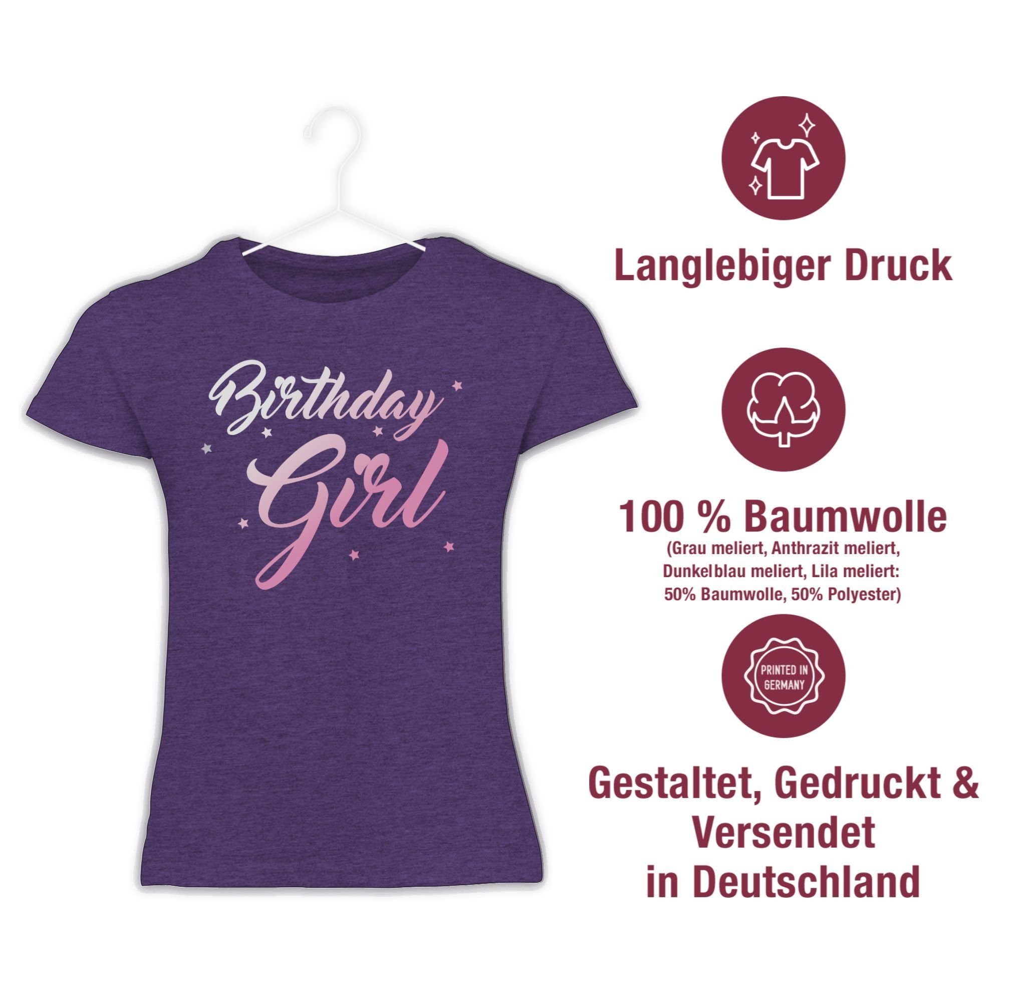 Geburtstag Girl Meliert Birthday Kinder Shirtracer Lila 3 T-Shirt Geschenk