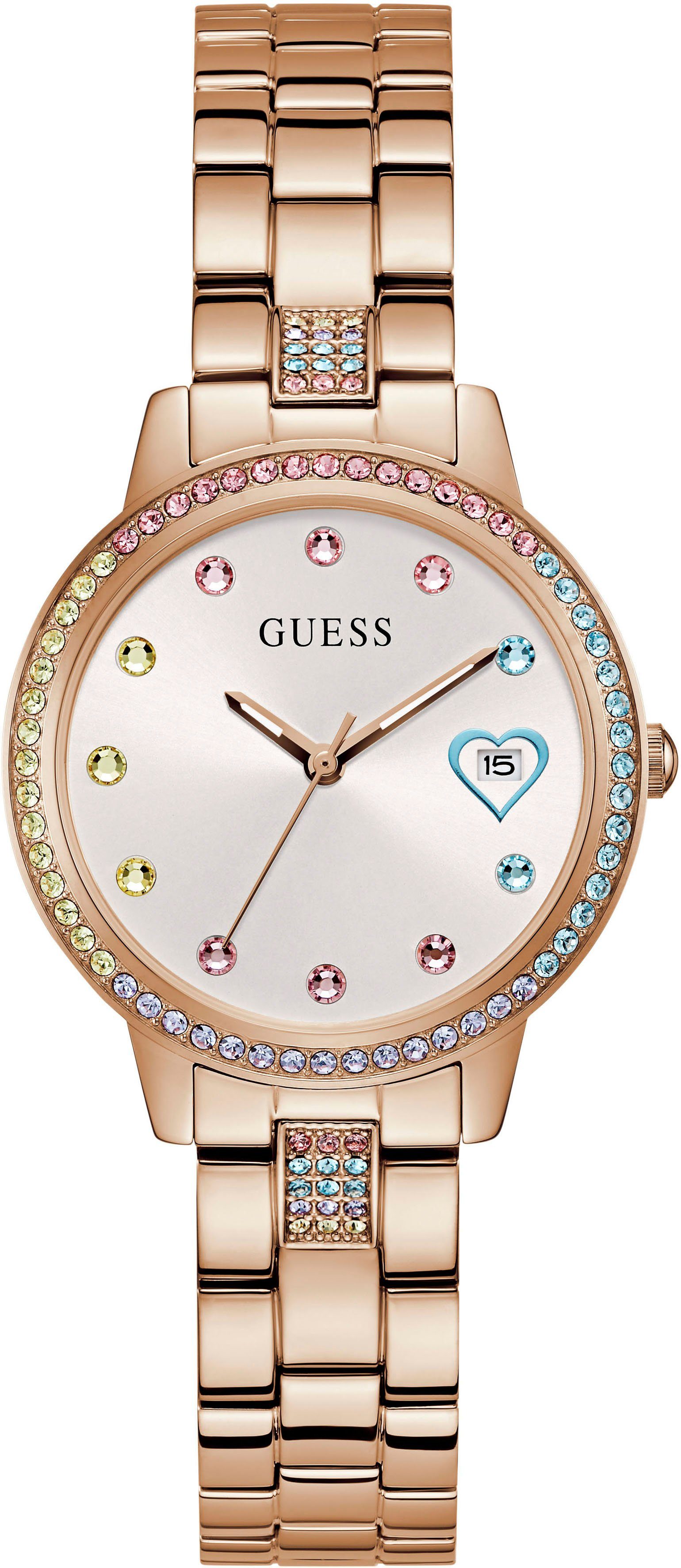 Guess Quarzuhr THREE OF HEARTS GW0657L3, Armbanduhr, Damenuhr günstig online kaufen
