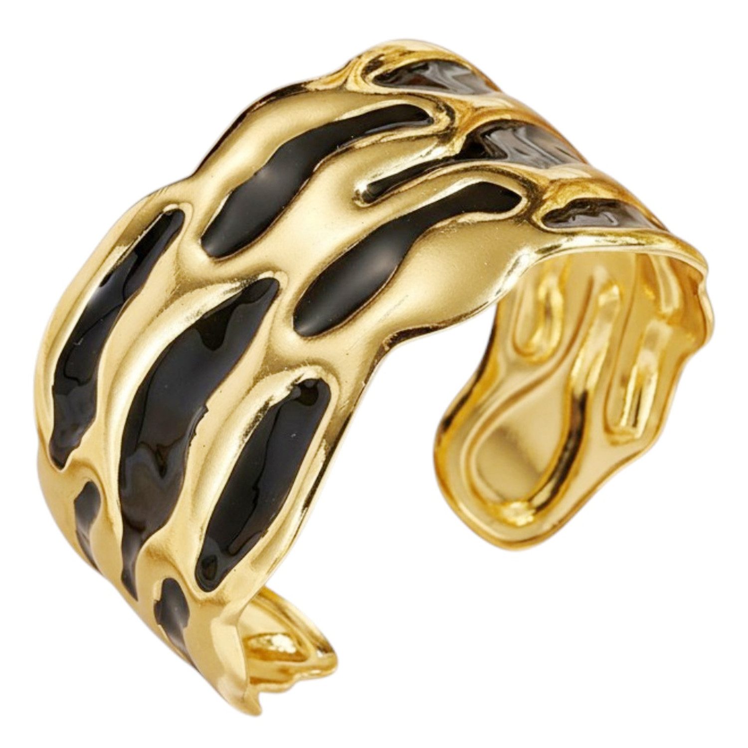 KARMA Armreif Damen Gold Schwarz od. Creme Edelstahl 5 cm (pflegeleicht, 1-tlg., Damenarmreif wasserfest hypoallergen rostfrei), modern elegant Geschenkidee Damenschmuck