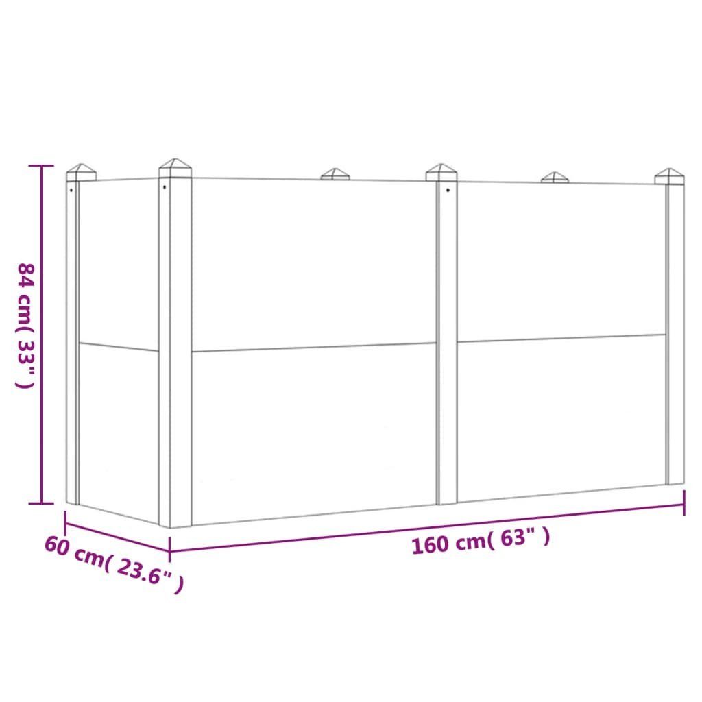 vidaXL Hochbeet Hochbeet 160x60x84 cm Massivholz (1 St)
