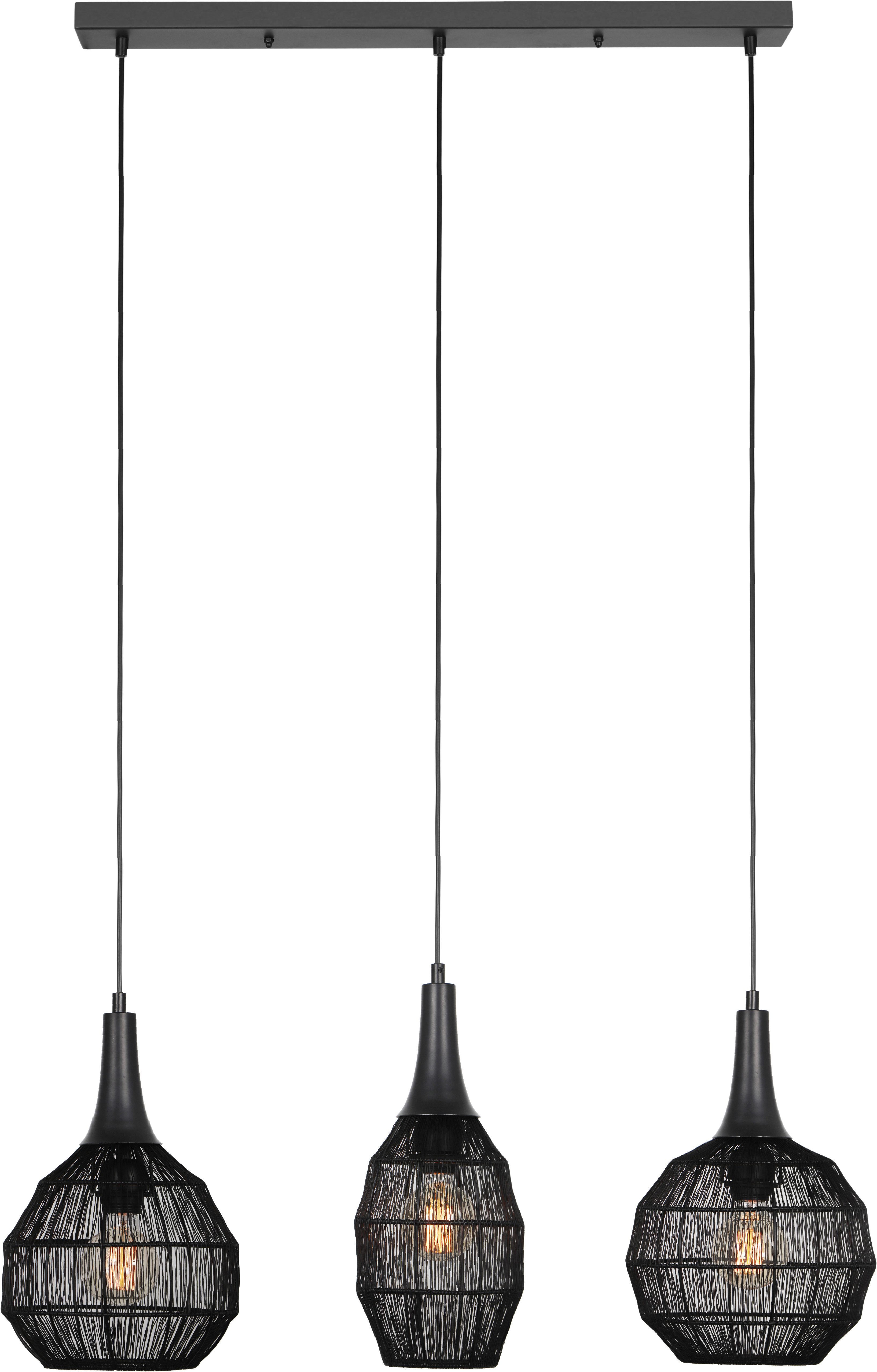 TRIO Leuchten Pendelleuchte SORAYA, 3-flammige Hängelampe mit Drahtgeflecht Lampenschirm, Leuchtmittel wechselbar, warmweiß - kaltweiß, exkl 3x E27 max 10W, 86 x 26 cm, Höhe bis 150 cm einstellbar