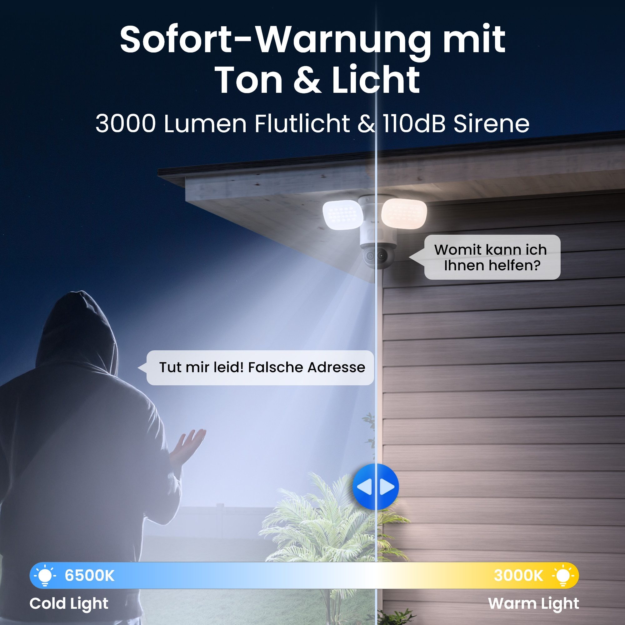 Reolink TrackFlex Floodlight WiFi, 4K WLAN Flutlicht-Außenüberwachungskamera Securitycam (4K, 2,4GHz/5GHz, 360° Auto-Tracking, Personen-/Fahrzeug-/Tiererkennung)