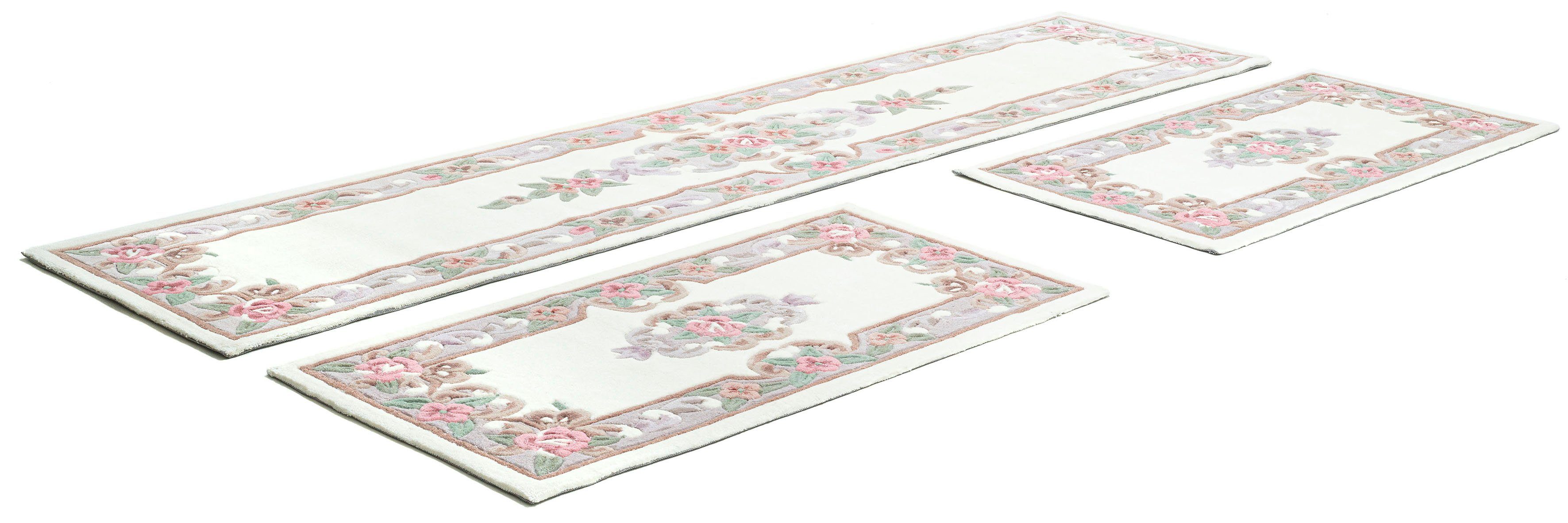 THEKO Bettumrandung Ming, Höhe 14 mm, (3-tlg), Bettvorleger, Läufer-Set, Pastell-Farben, florales Design