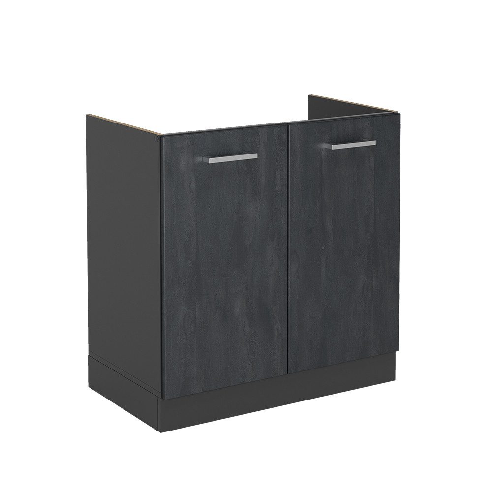 Vicco Unterschrank R-Line, Schwarz Beton/Anthrazit, 80 cm ohne Arbeitsplatte (1-St)