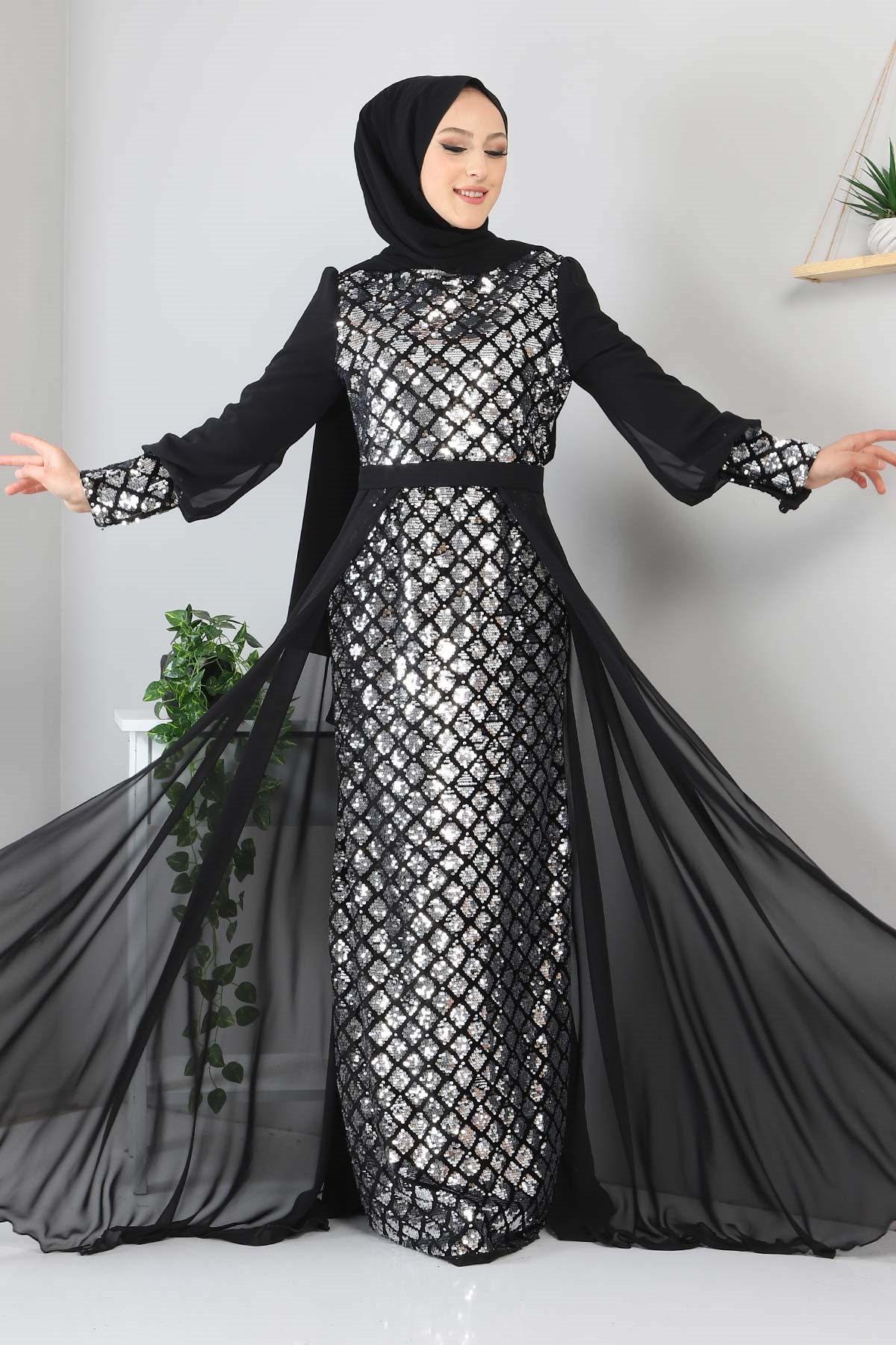 MODAMİHRAM Midikleid Chiffon Abendkleid mit Rüschen günstig online kaufen