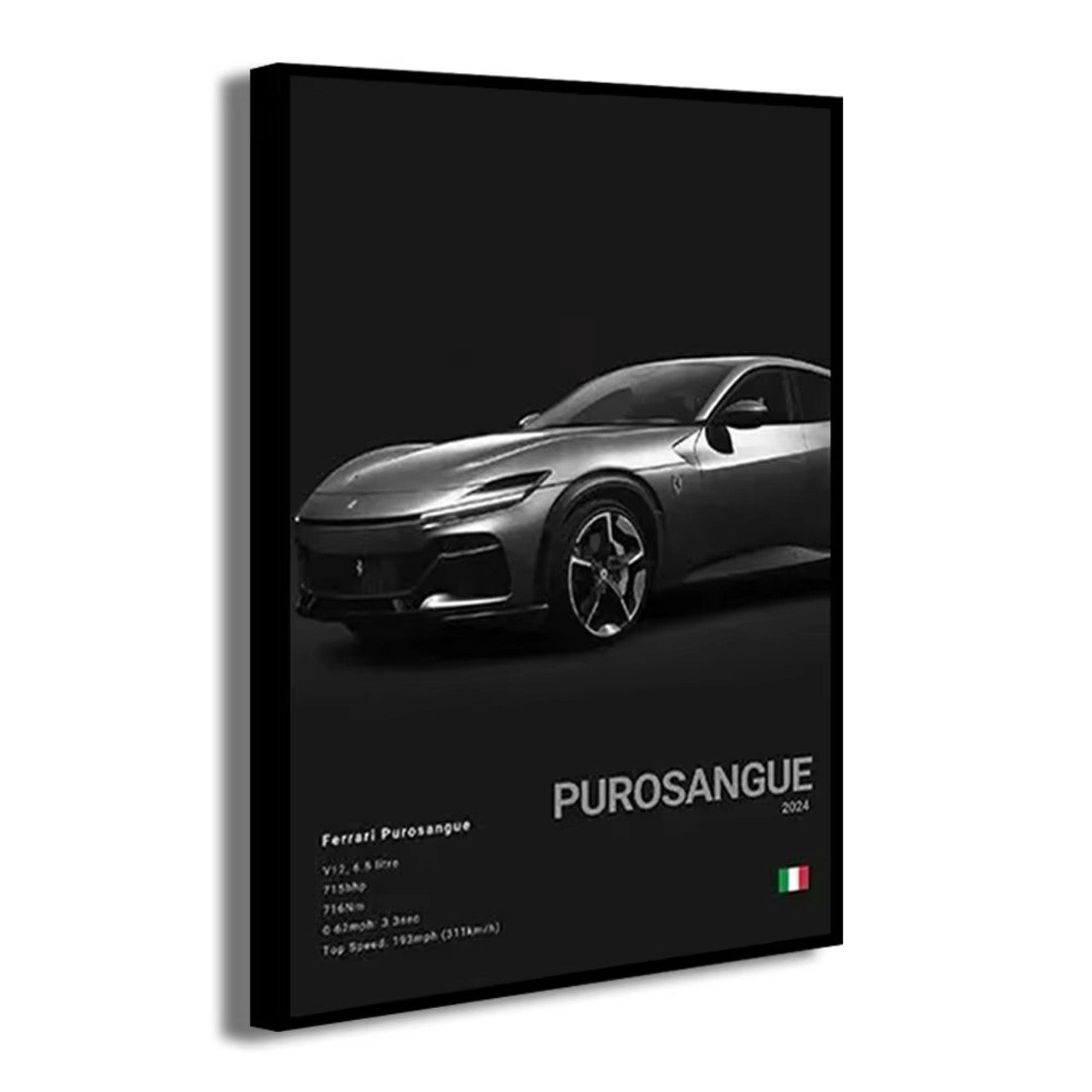 TPFLiving Kunstdruck OHNE RAHMEN, Ikonische Sportwagenkunst für moderne Räume - (Leinwandbild XXL), Farben: Farben: Grau, Schwarz, WeißGröße: 20x30cm