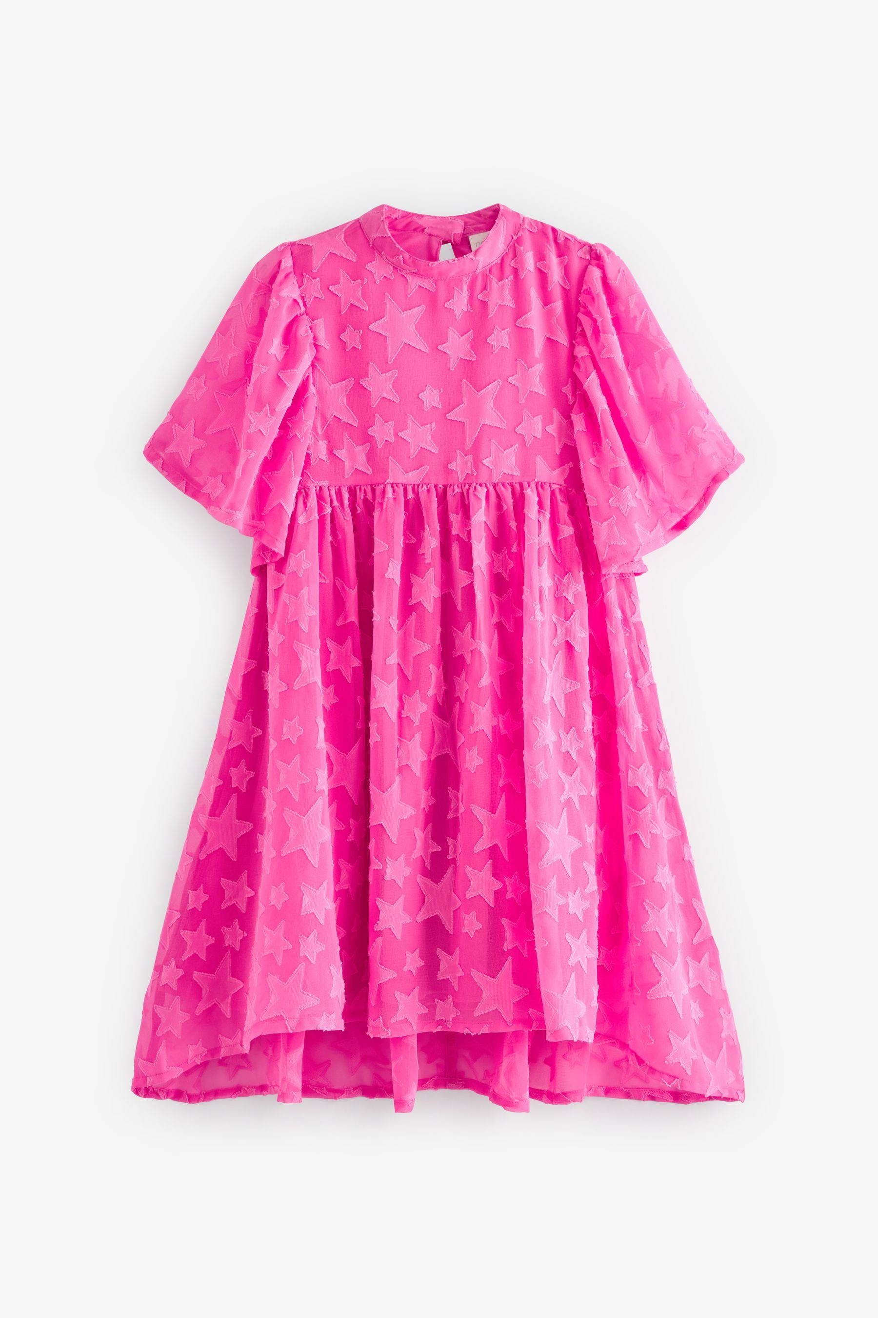 Next Spitzenkleid Partykleid mit Jacquardsternen (1-tlg) Bright Pink