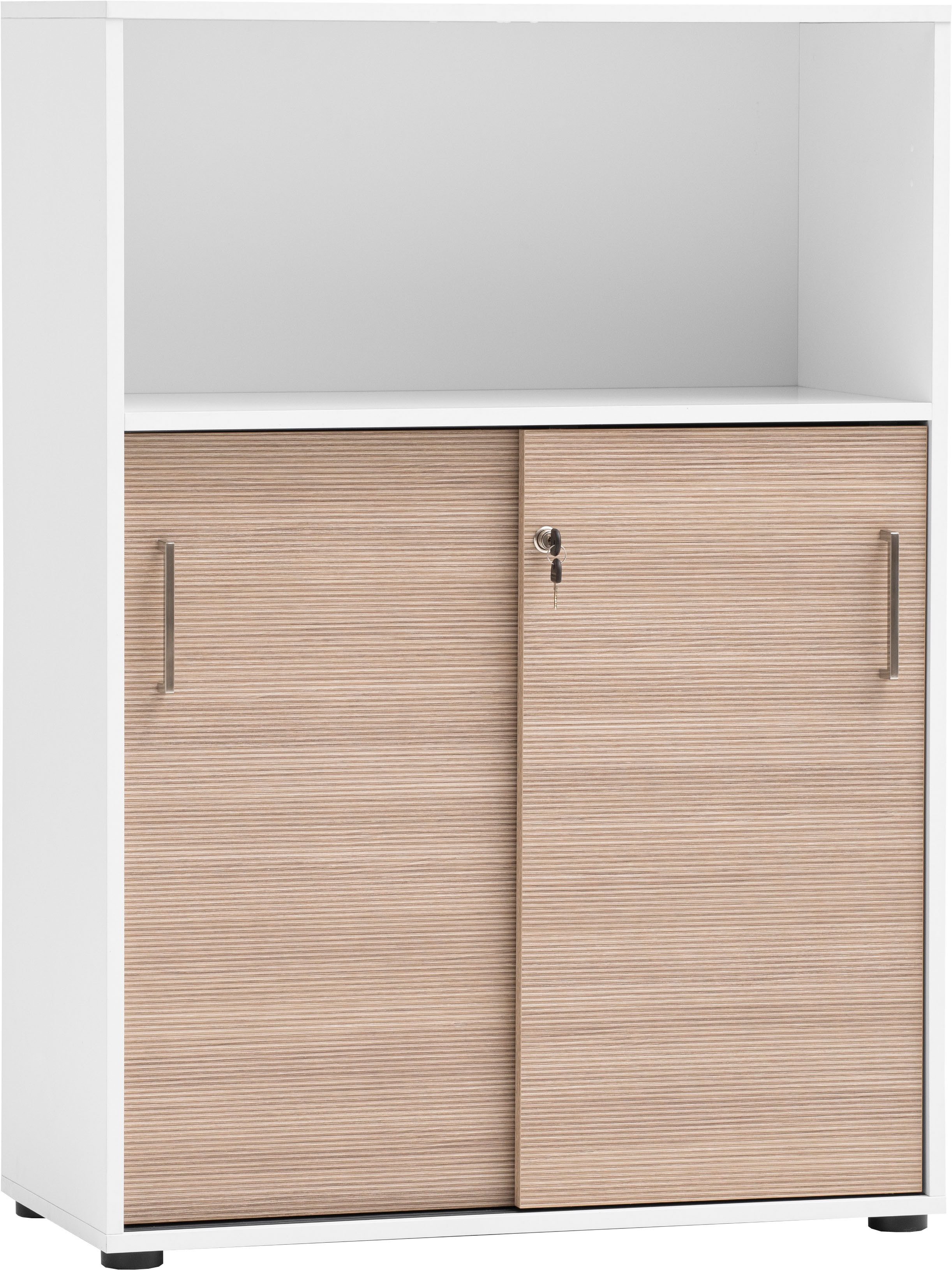 Schildmeyer Schiebetürenschrank METZ, Aktenschrank abschließbar, Höhe 113,4 cm, MADE IN GERMANY (1-St) Fronten in Canello, MADE IN GERMANY