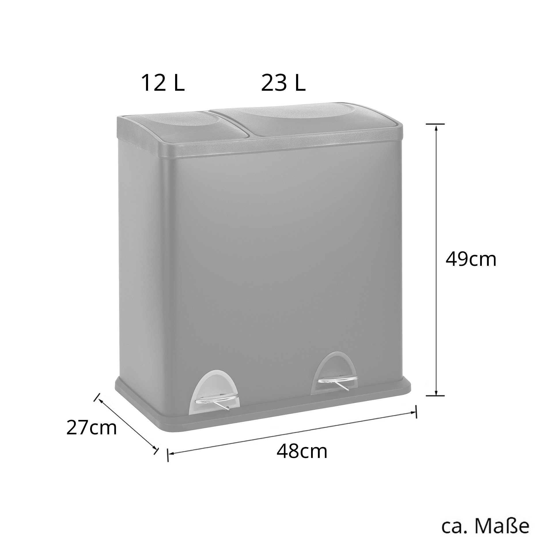 SVITA Mülleimer TC2Combo35, Treteimer, Trennsystem, Küchen-Eimer, Schwarz