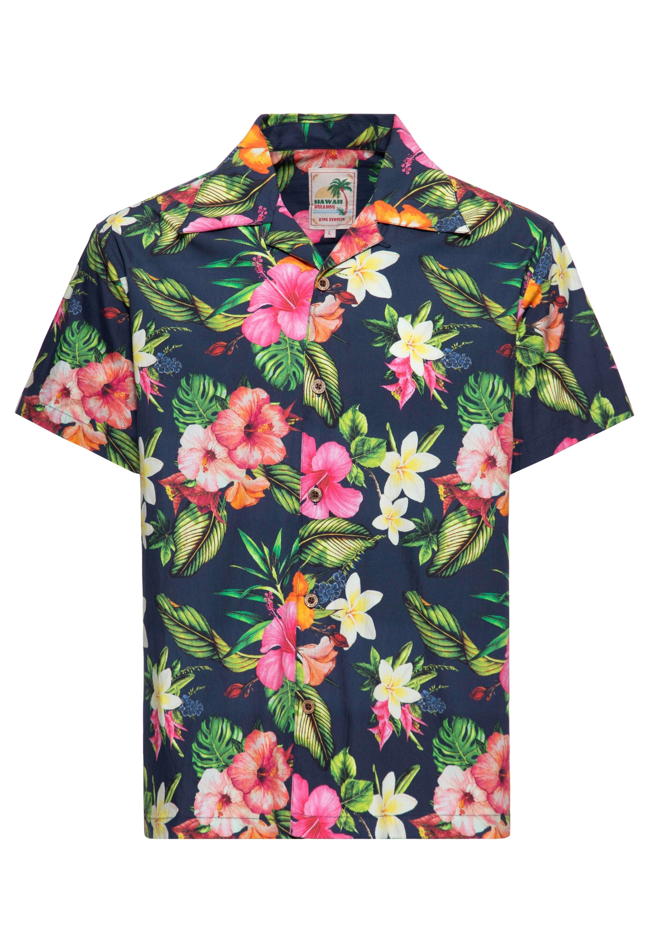 KingKerosin Kurzarmhemd Tropical Flowers mit floralem günstig online kaufen