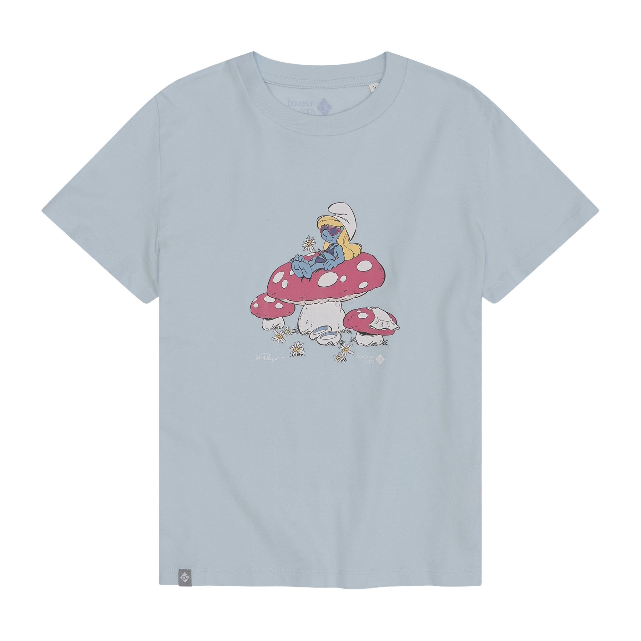 Bavarian Caps T-Shirt Bavarian Caps T-Shirt "Schlumpfines Schwammerlsofa" - eisblau (T-Shirt, T-Shirt)