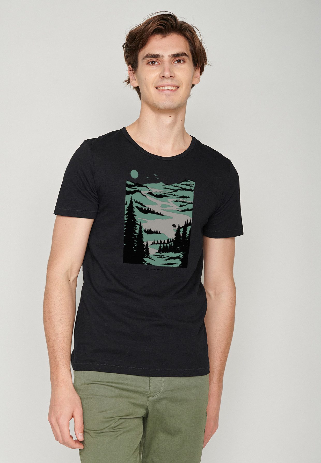 GreenBomb T-Shirt Spice Nature Lakeside Motiv Natur (1-tlg., 1) Rundhalsausschnitt, Bio-Baumwolle, GOTS Zertifiziert