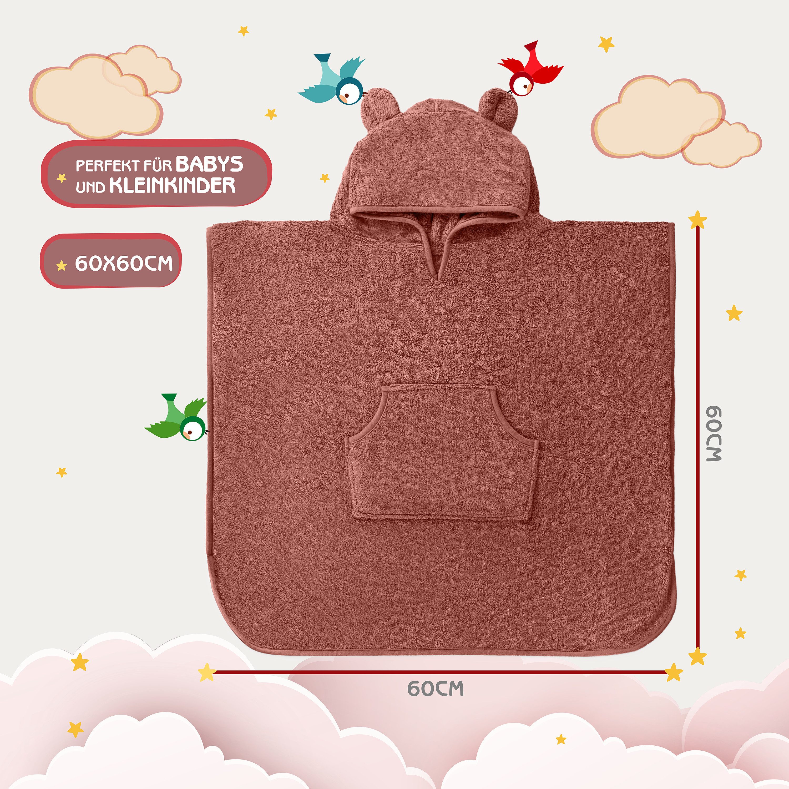 Fuchs & Panda Badeponcho Kuscheliger Badeponcho Baby und Kinder (0-6Jahre) aus 100% Bambus, 100% Bambus: Antimikrobiell, Atmungsaktiv, Hypoallergen, Superweich – Bild 4 von 5