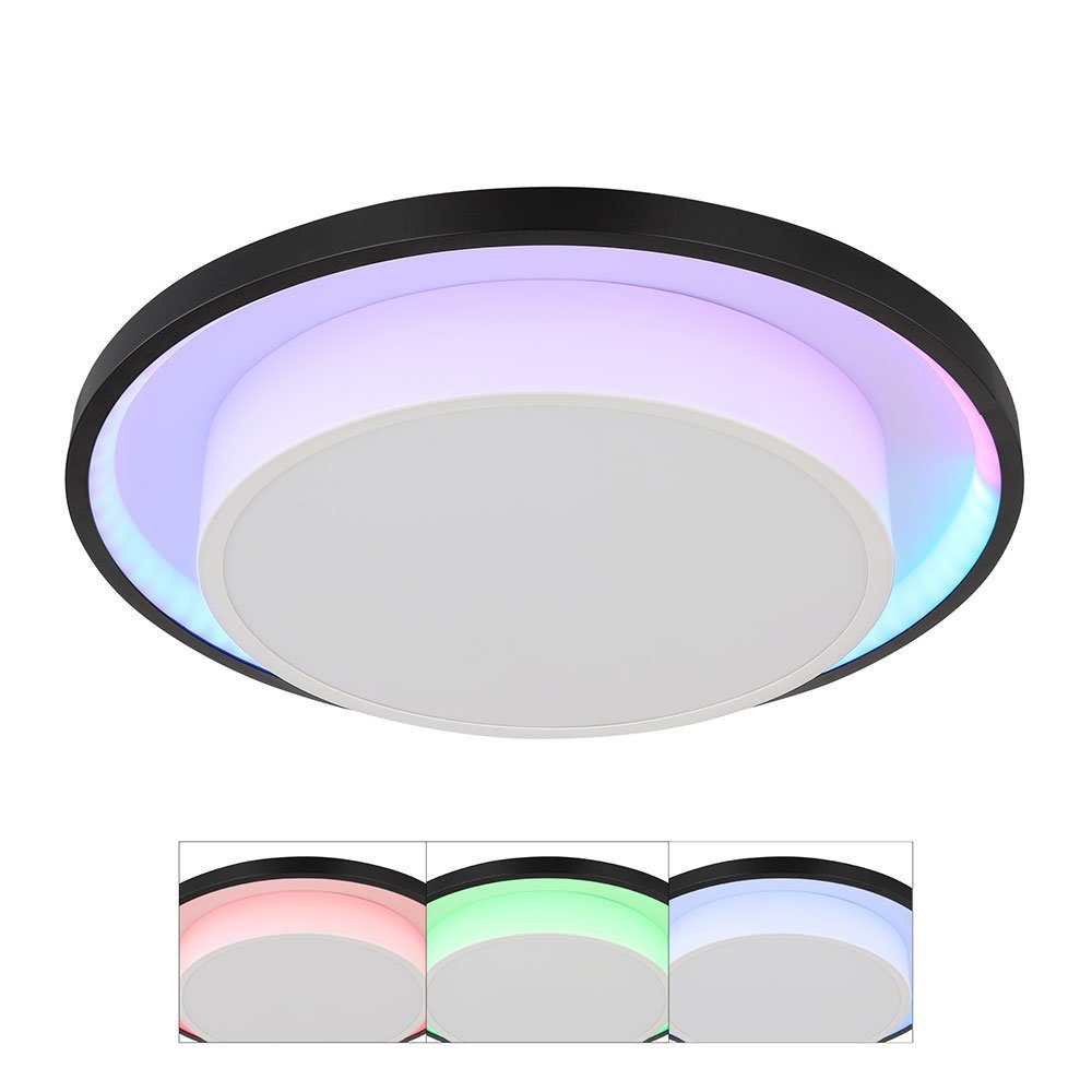 Farbwechsler D Globo LED Fernbedienung RGB Dimmbar 39,5 Deckenleuchte, LED cm Deckenleuchte