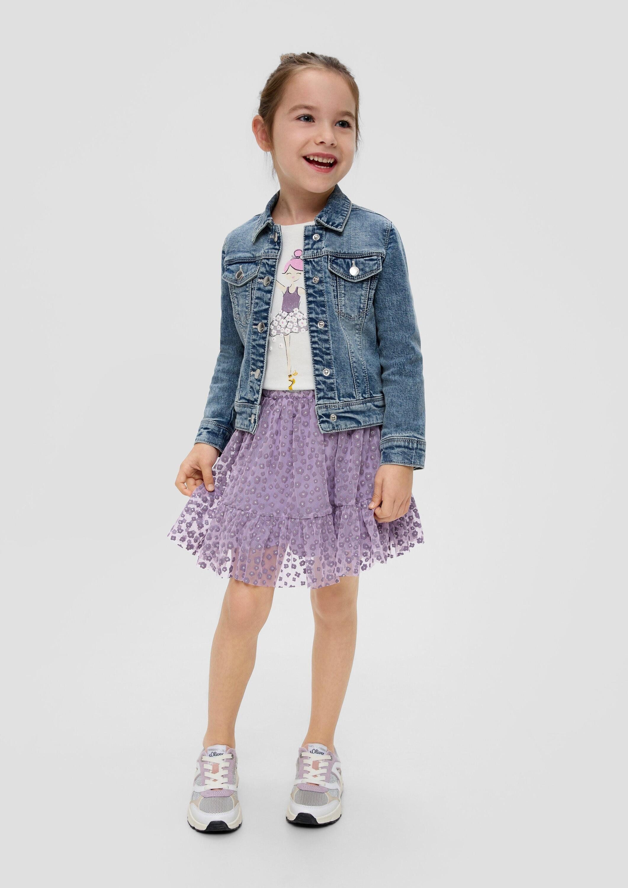 s.Oliver Funktionsjacke Indoor-Jacke Jeansjacke mit Stickerei und Pailletten