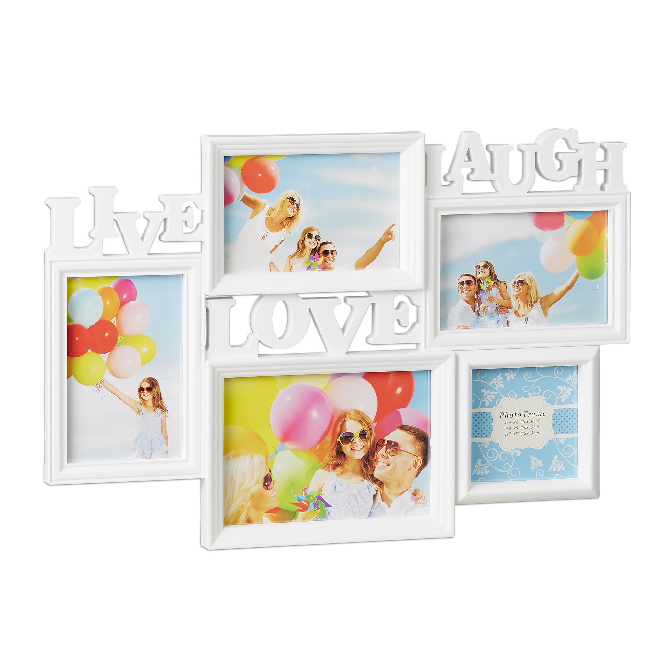 relaxdays Staffelbilderrahmen Bilderrahmen Live Love Laugh, günstig online kaufen