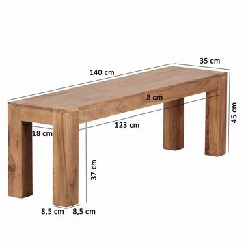 furnicato Sitzbank MUMBAI Massiv-Holz Akazie 140 x 45 x 35 cm