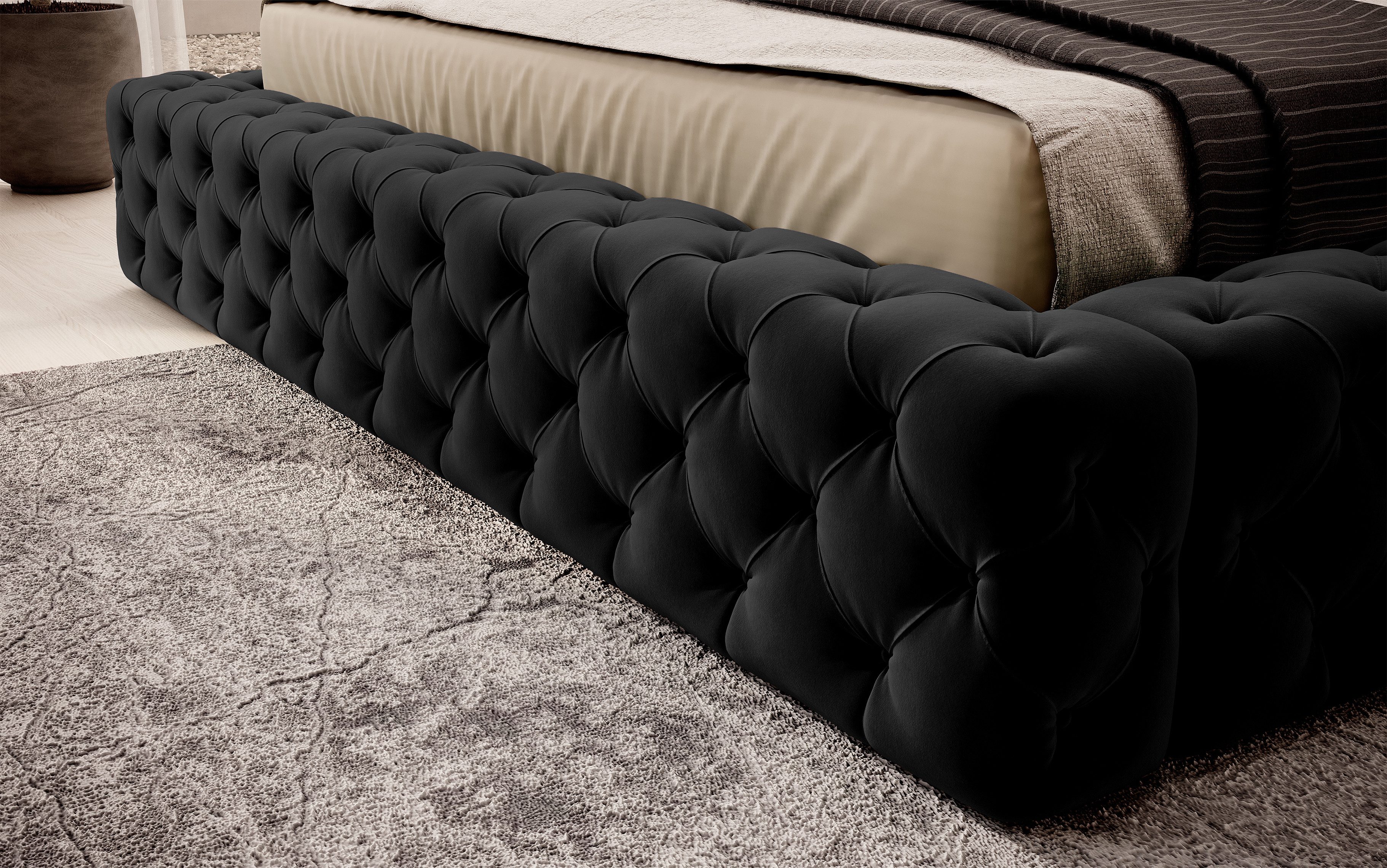 yourhouse24 Polsterbett Princce Chesterfield Bett (Bettgestell inkl. Lattenrost), hoch gepolstertes Kopfteil mit dekorativen Nähten, elegantes Design – Bild 5 von 5