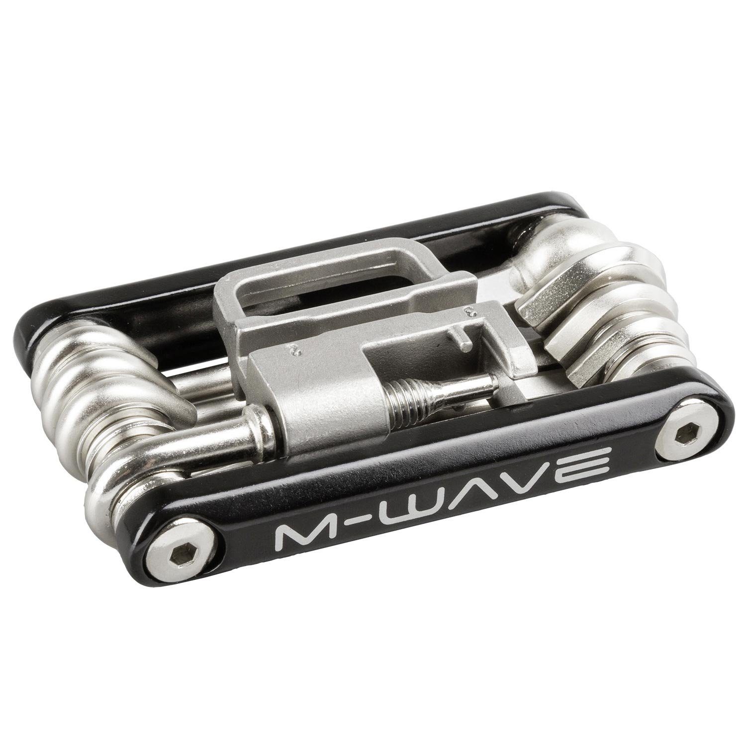 M-Wave Multitool Little 15, (1 St), Fahrradwerkzeug Set für unterwegs Minitool 15 Funktionen Multitool