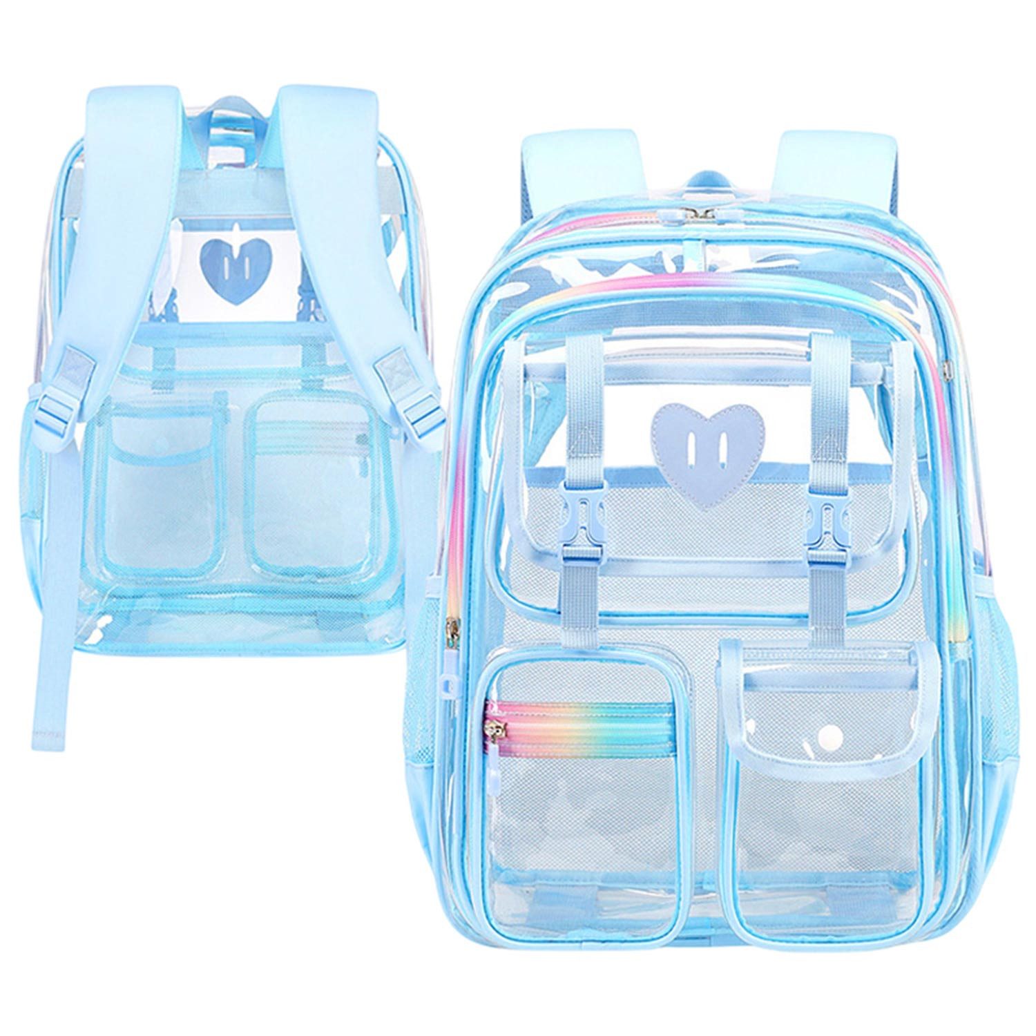 Refttenw Rucksack Groß Durchsichtiger Rucksack Wasserdicht Tasche Stadium Approved, für Arbeit, Sportspiele und Konzerte