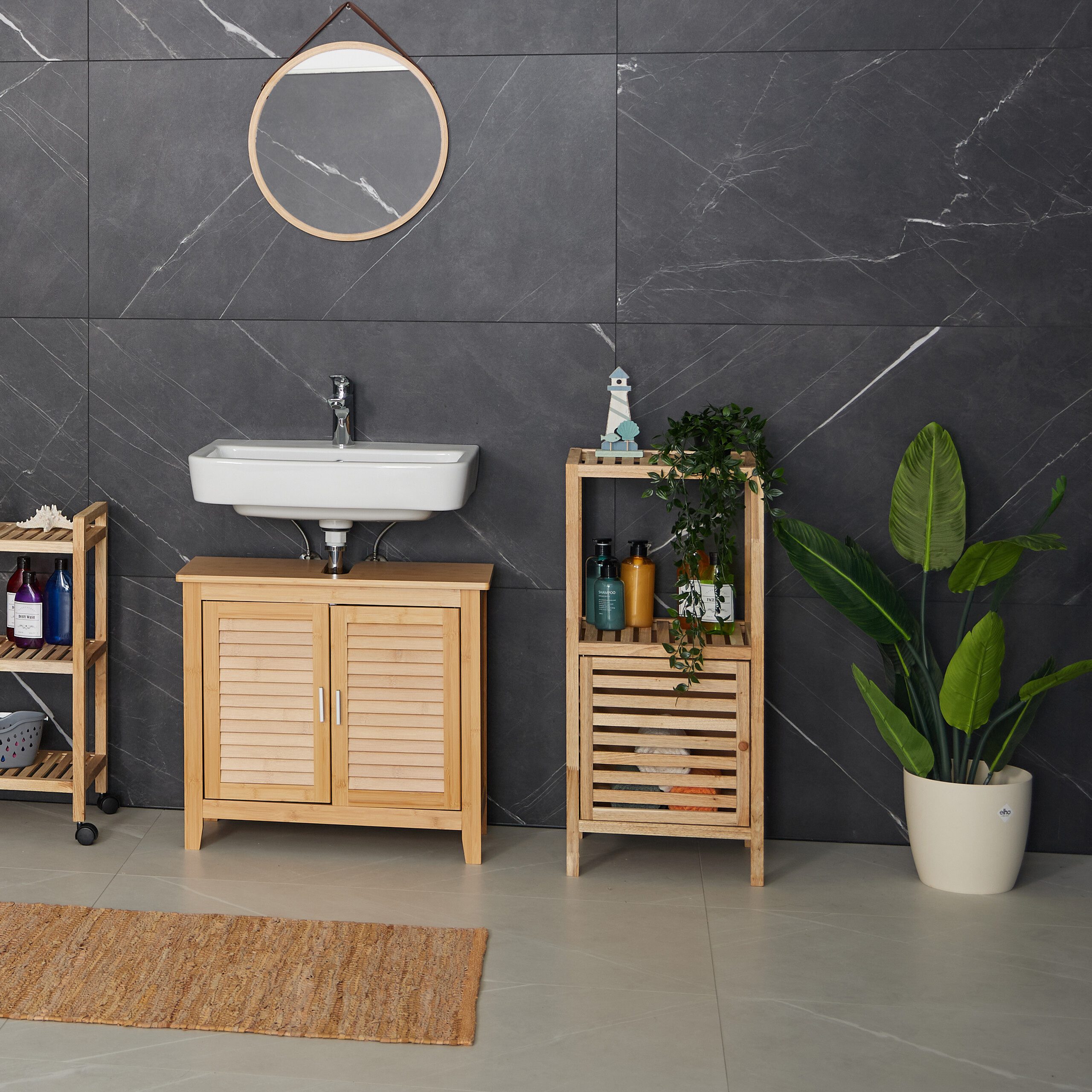 relaxdays Badregal Badezimmerregal mit Tür und 2 Ablagen günstig online kaufen