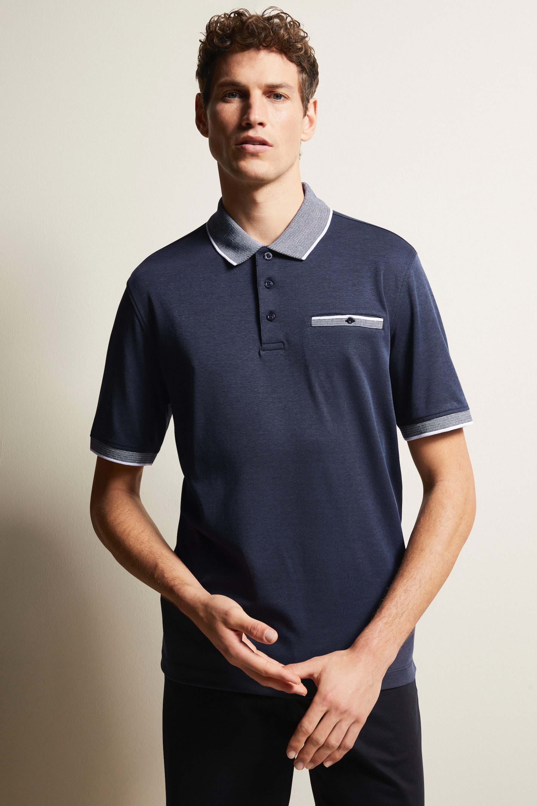 bugatti Poloshirt mit Kontraststreifen