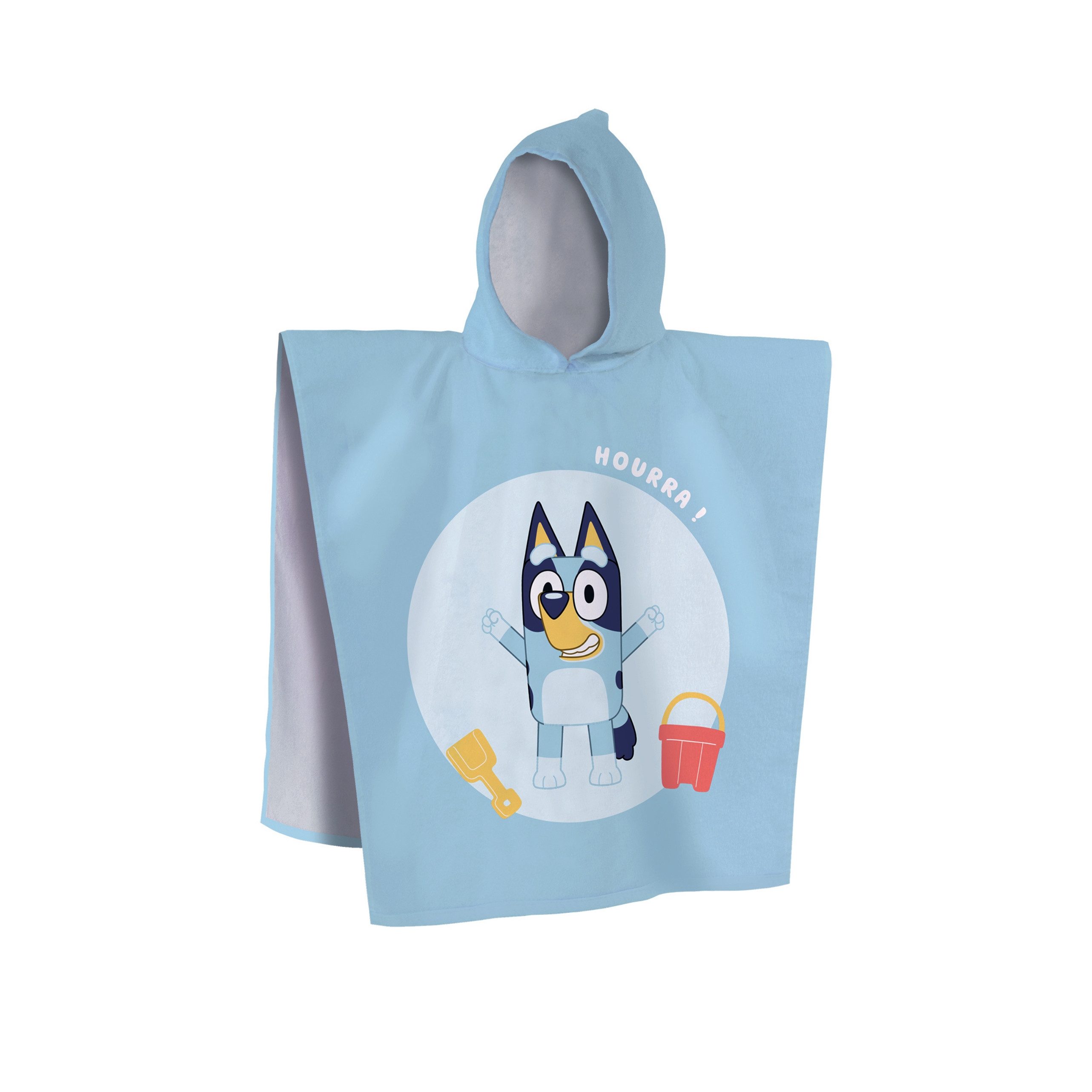 MTOnlinehandel Badeponcho Bluey 60x60 cm, Kinder Poncho mit Kapuze, weich & saugstark, 100% Baumwolle, Kapuze, schenkt Wärme, trocknet sanft und sorgt für geborgene Wohlfühlmomente