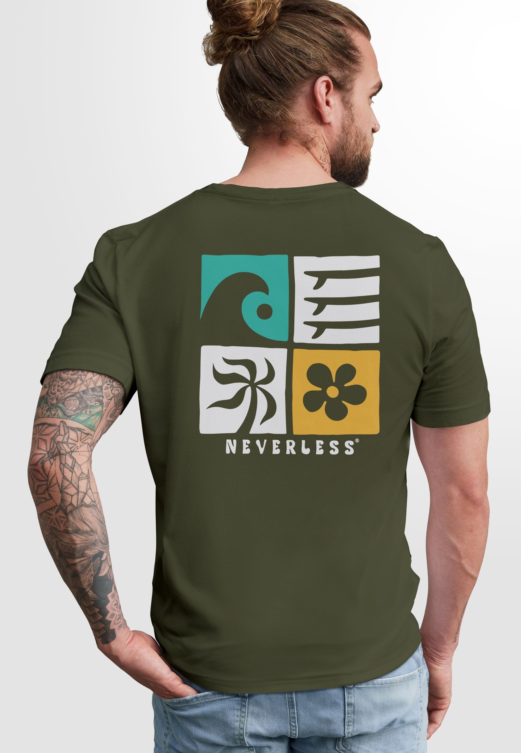 Neverless Print-Shirt Herren T-Shirt Backprint Surfing günstig online kaufen