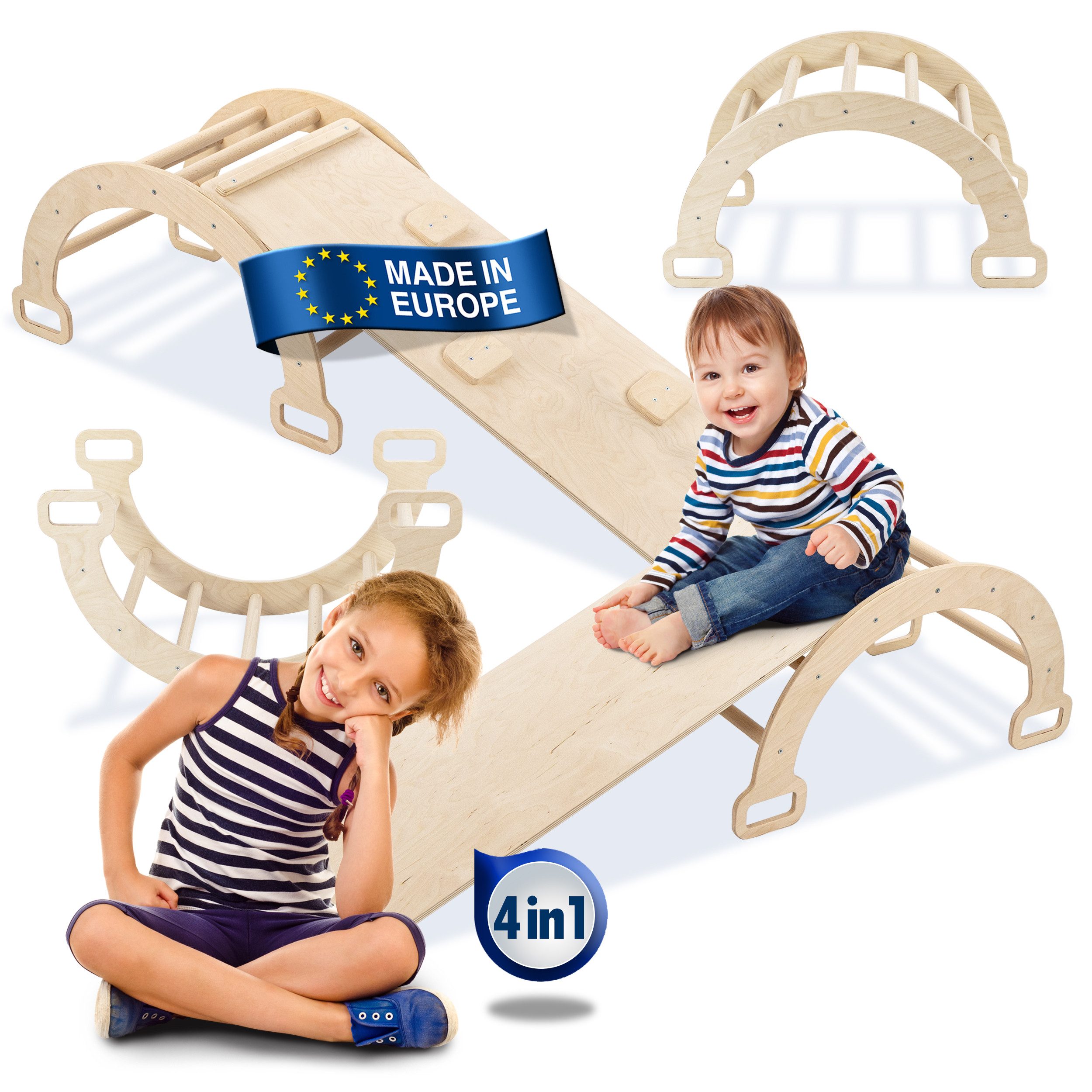 Rellinger Klettergerüst 4in1 Kletterbogen mit Rutsche & Kletterbogen