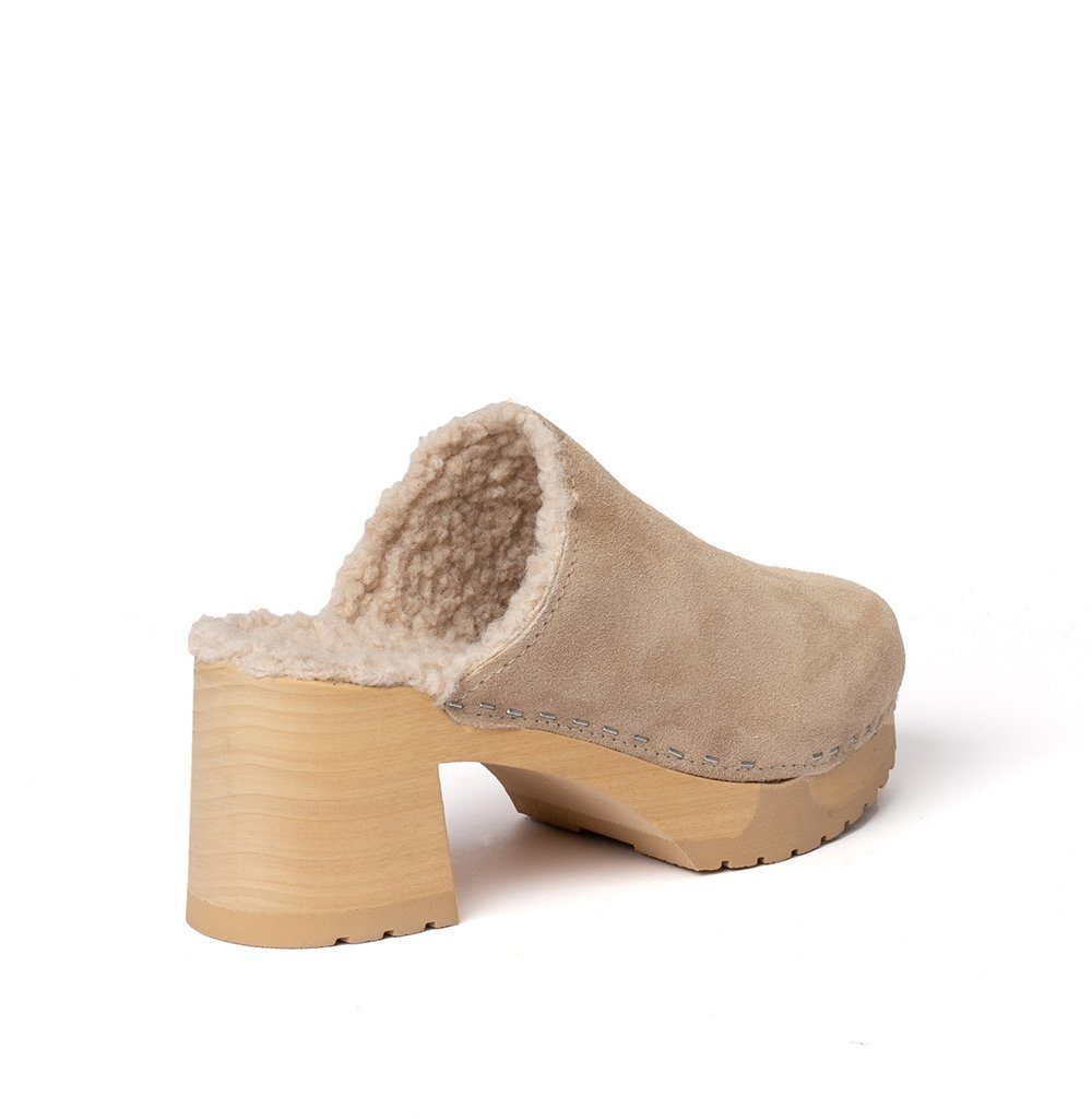 (natur), Clogs, Kaschmir/Plüsch taupe/taupe HANJA Winter, Damen, Holz, Softclox Clog