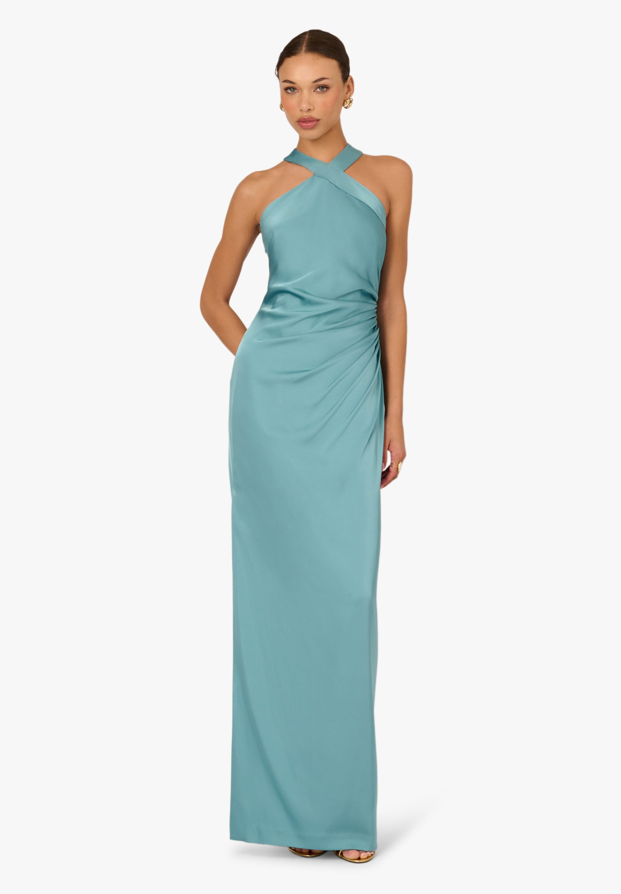 Adrianna Papell Abendkleid Stretch Satin Long Dress Elegantes, raffiniertes langes Kleid aus Satin