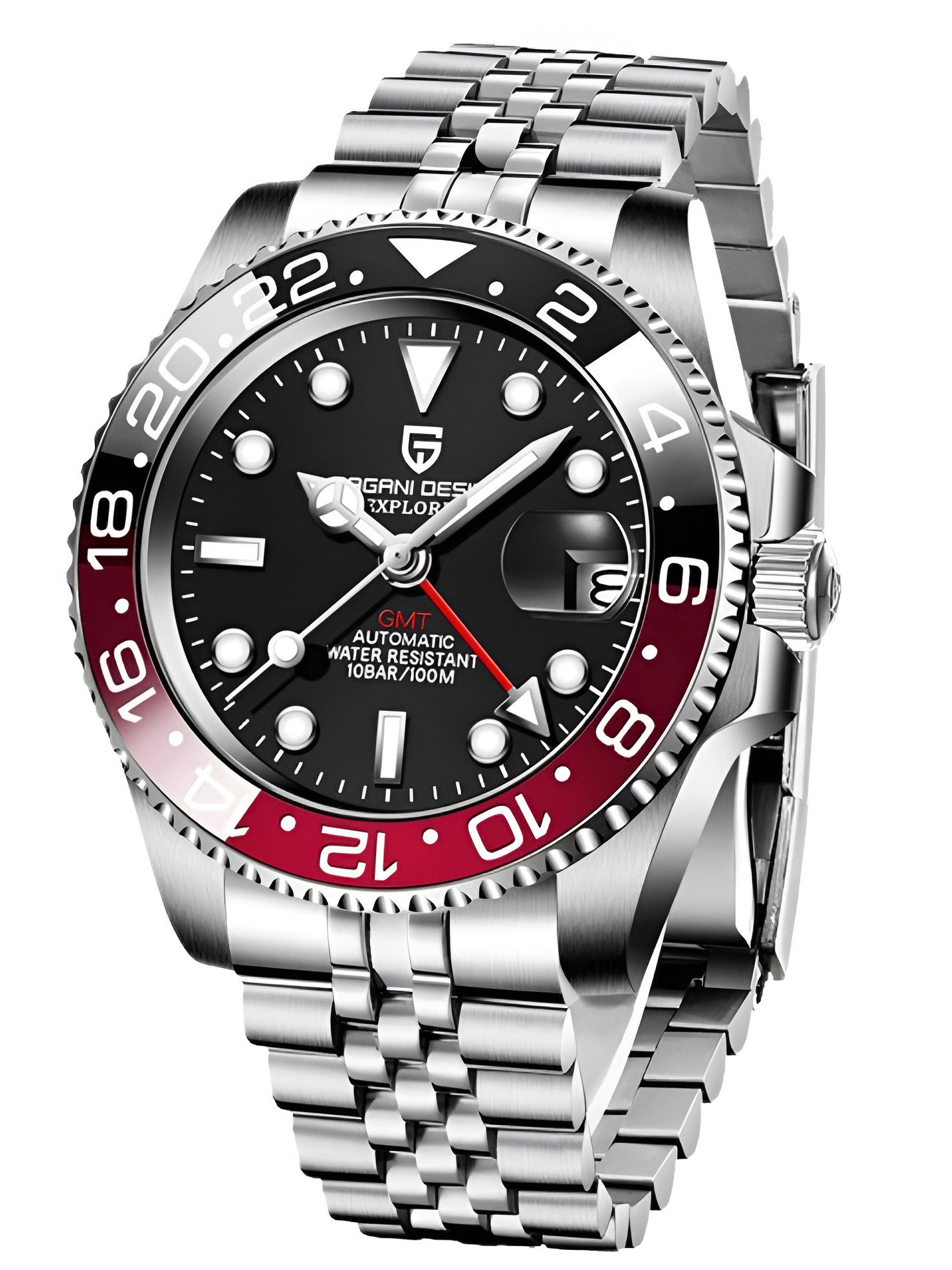 Pagani Design Automatikuhr Herren Uhr Edelstahl Armbanduhr Herrenuhr GTM Drehbare Lünette, (inkl. Geschenkbox, mit Armbandkürzer), 40 mm Männer Uhr Saphirglas 100M Wasserdicht Mechanisch Datum Lupe