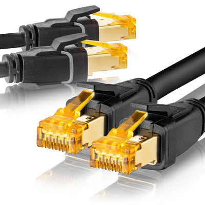 SEBSON »LAN Kabel 50cm CAT 8 rund - Netzwerkkabel 40 Gbit/s 2000MHz - RJ45 Stecker - Ethernet Kabel S-FTP - 2er Set« Netzkabel, (50 cm)