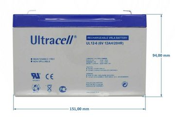 Ultracell Ultracell UL12-6 6V 12Ah Bleiakku AGM Blei Gel Akku Akku