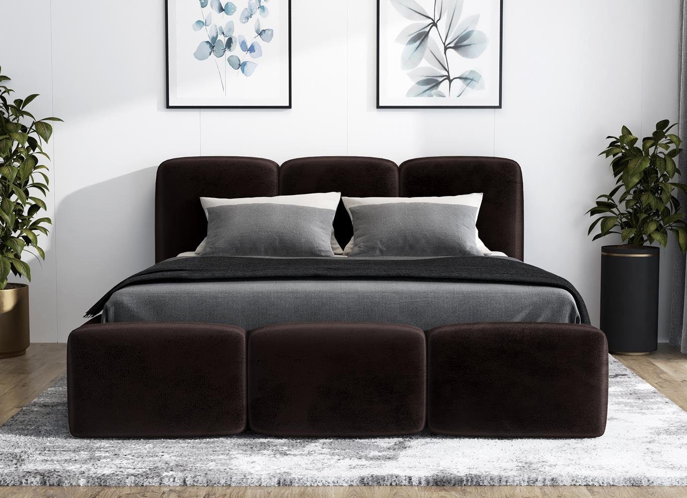 A&J MöbelLand GmbH Polsterbett STAR-OM mit Bettkasten und Lattenrost (Bett mit Kopfteil. Lattenrost und Bettkasten Inclusive! Viele Varianten zur Auswahl – wählen Sie Größe und Farbe!, TOP ANGEBOT), Länge: 220 cm Höhe Kopfteil: 100 cm
