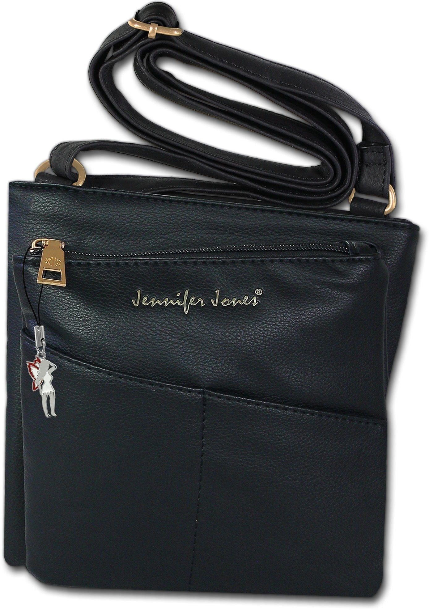 Jennifer Jones Abendtasche Jennifer aus Damen Kunstleder ca. Tasche 21cm Größe Kunstleder, Tasche Damen (Abendtasche, schwarz in Jones Abendtasche)