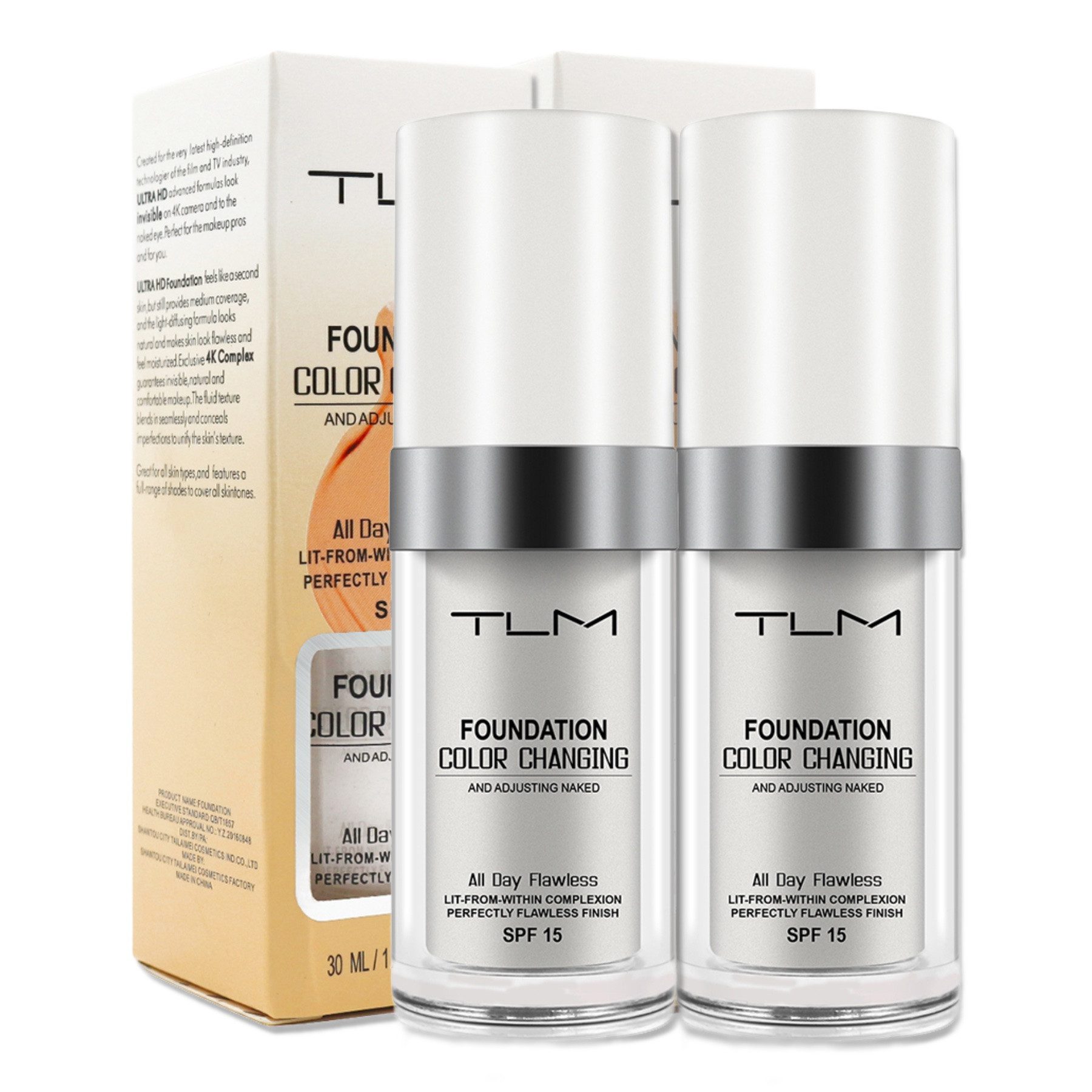 P-Beauty Cosmetic Accessories Foundation Concealer Abdeckung Cover Flüssige Grundierung SPF 15, 2-tlg., Mit Lichtschutzfaktor