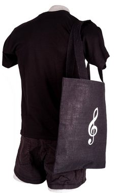 Hitaishi Creative Tragetasche, Jute-Henkeltasche, schwarz mit weißem Violinschlüssel