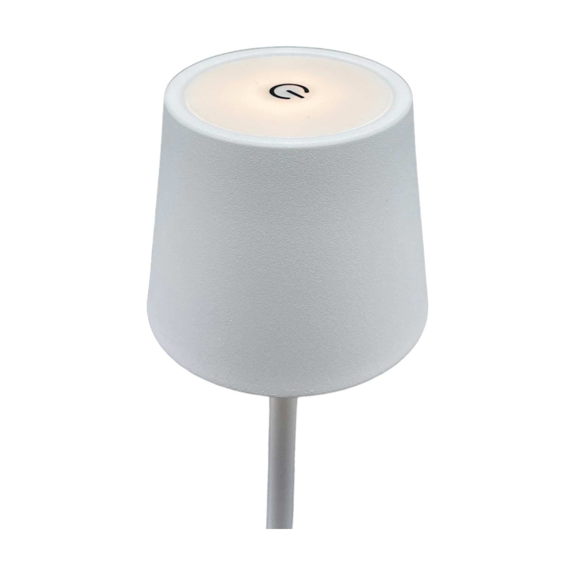 Coen Bakker Deco BV LED Außen-Tischleuchte Portable Light, mehrere Helligkeitsstufen, LED, warmweiß, kaltweiß, neutralweiß, USB dimmbar touch Metall weiß matt 40 LED 26,5cm