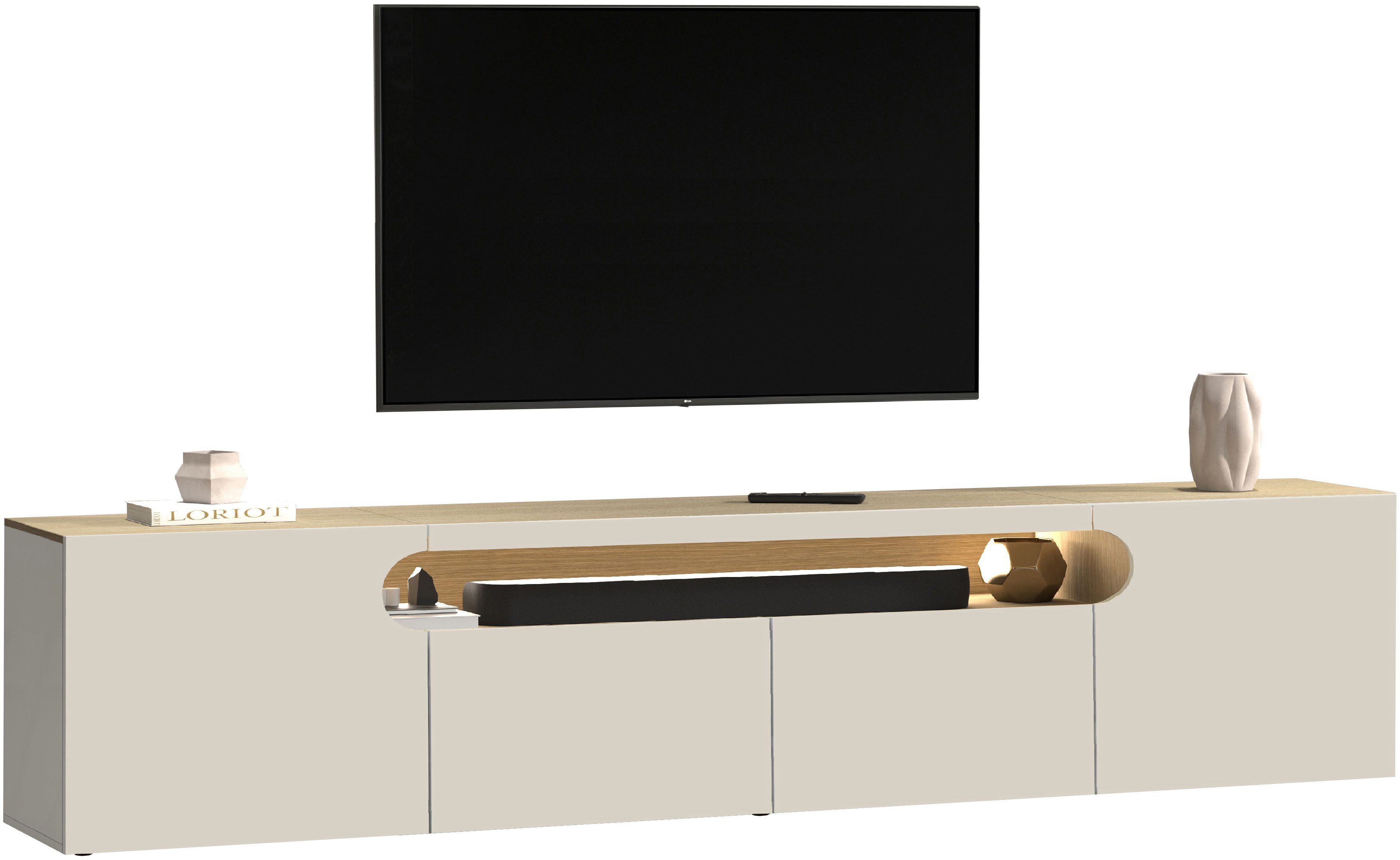 Home affaire Lowboard REAL TV-Möbel, 240 cm breit, 40/60 cm hoch, Hochglanz günstig online kaufen