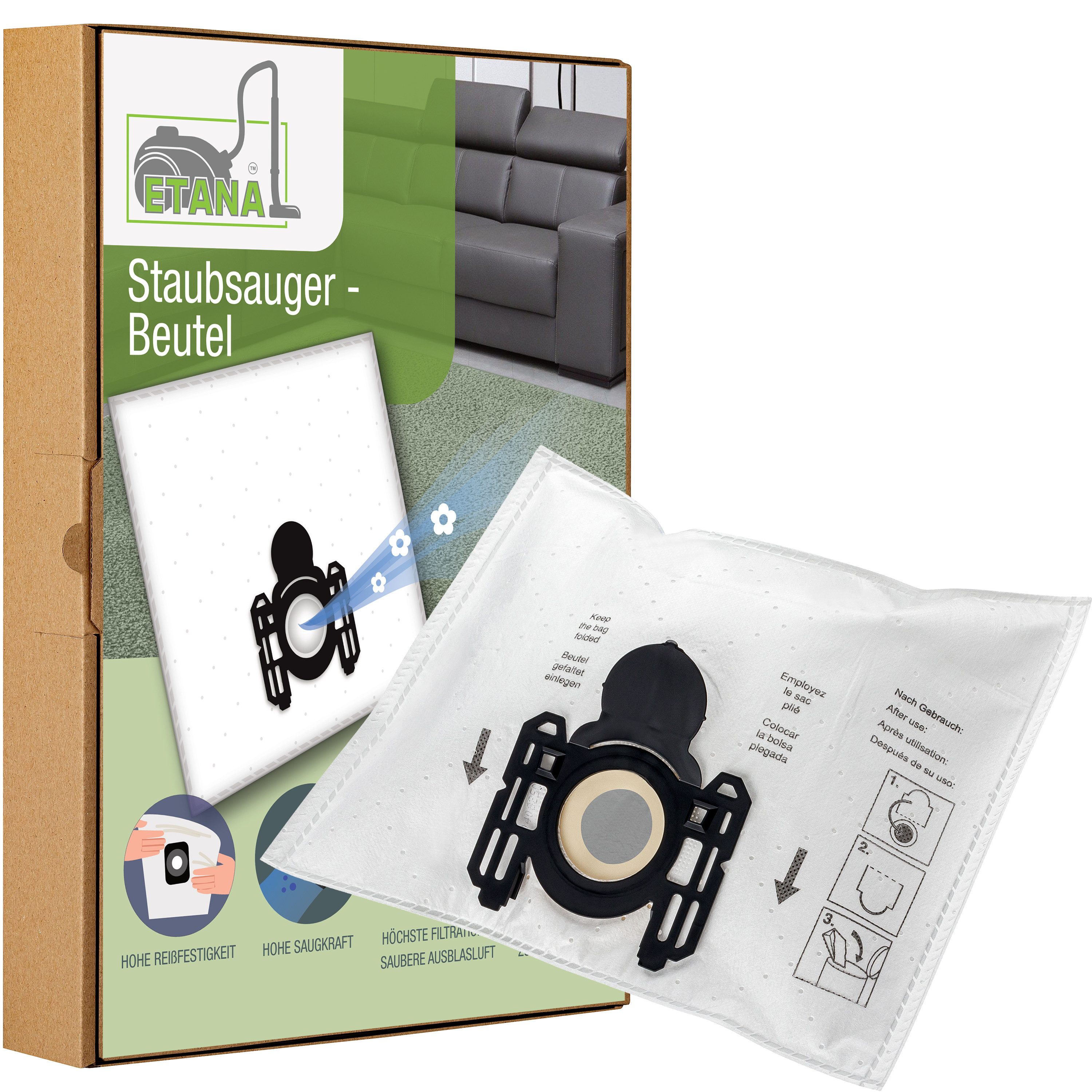 Etana Staubsaugerbeutel Schutzfolie, passend für AEG Vampyr 5035, Vampyr 5035 Electronic, Vampyr 5035.1, 15 St., Staubbeutel Ersatz mit Hygiene Verschluss