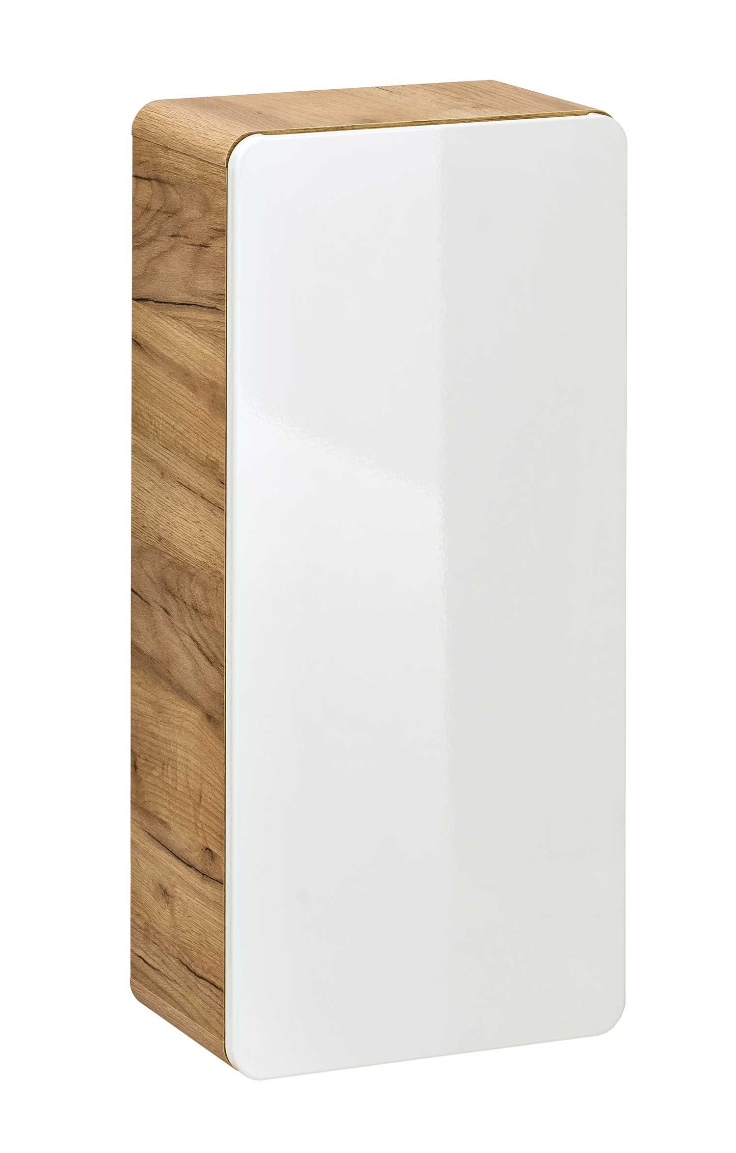 Feldmann-Wohnen Klapphängeschrank Aruba 35x22x75cm Farbe wählbar 1-türig Eiche Craft Gold / weiß Hochglanz