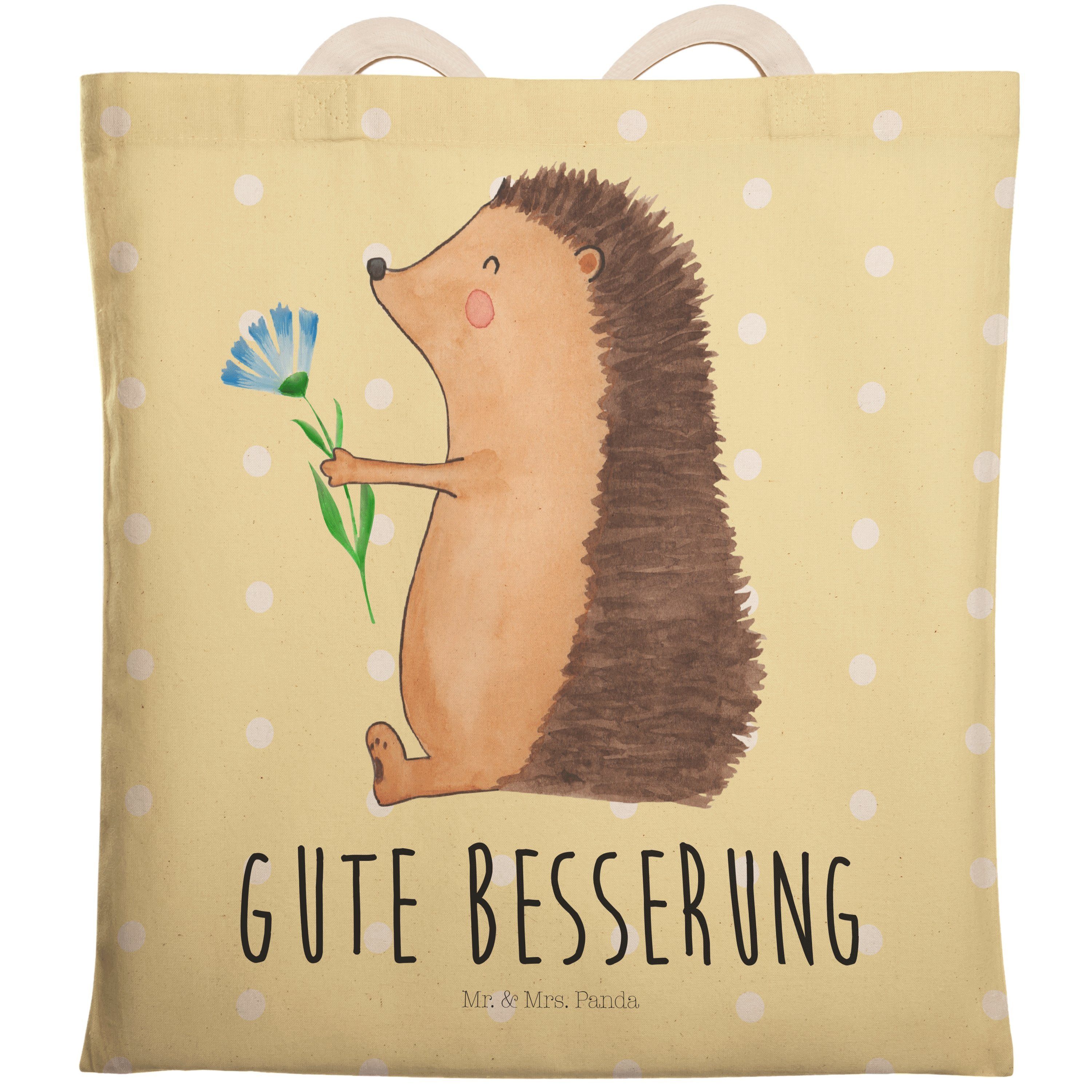 Pastell Gelb Mrs. Igel - Geschenk, Blume mit Mr. & Gute Panda - Tragetasche, Tiere, Be Tragetasche (1-tlg)