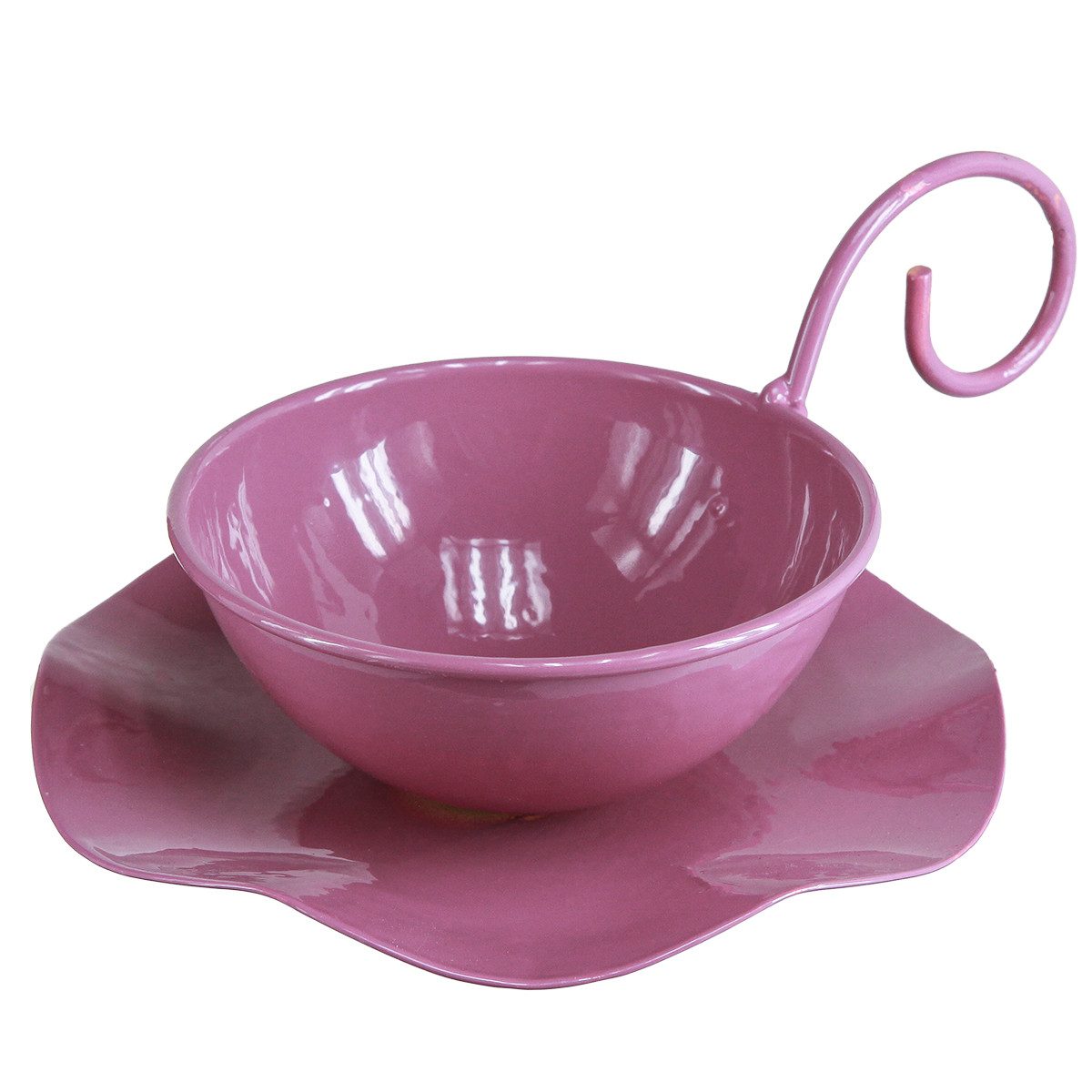 Viana Übertopf Metall Deko Tasse Pink mit Unterteller Set 2 Stück Tisch Deko