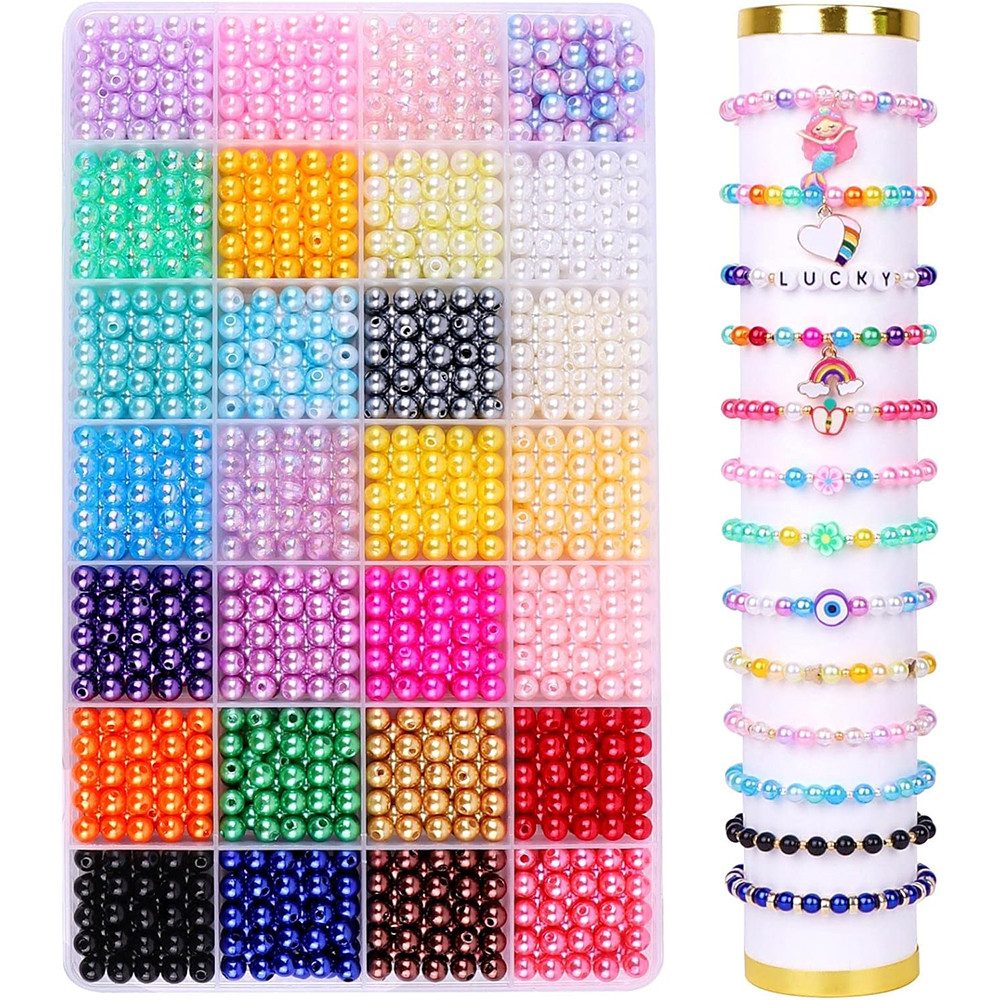 Ketten und Armband Set Armband perlen zum Auffädeln Perlenarmband Bastelset DIY Schmuckset