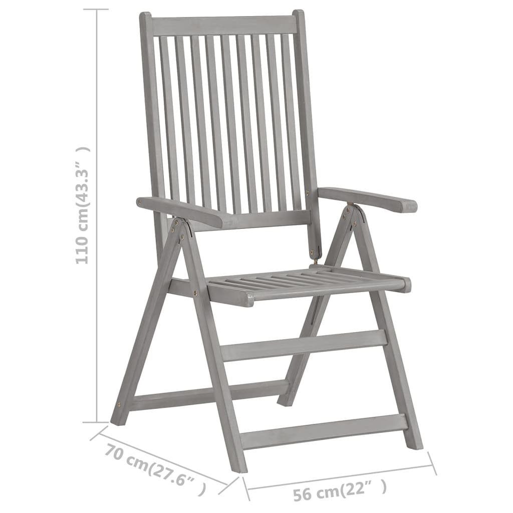 Stk Gartenstühle Auflagen Holz Akazie Massivholz mit Verstellbare Gartenstuhl 3 vidaXL