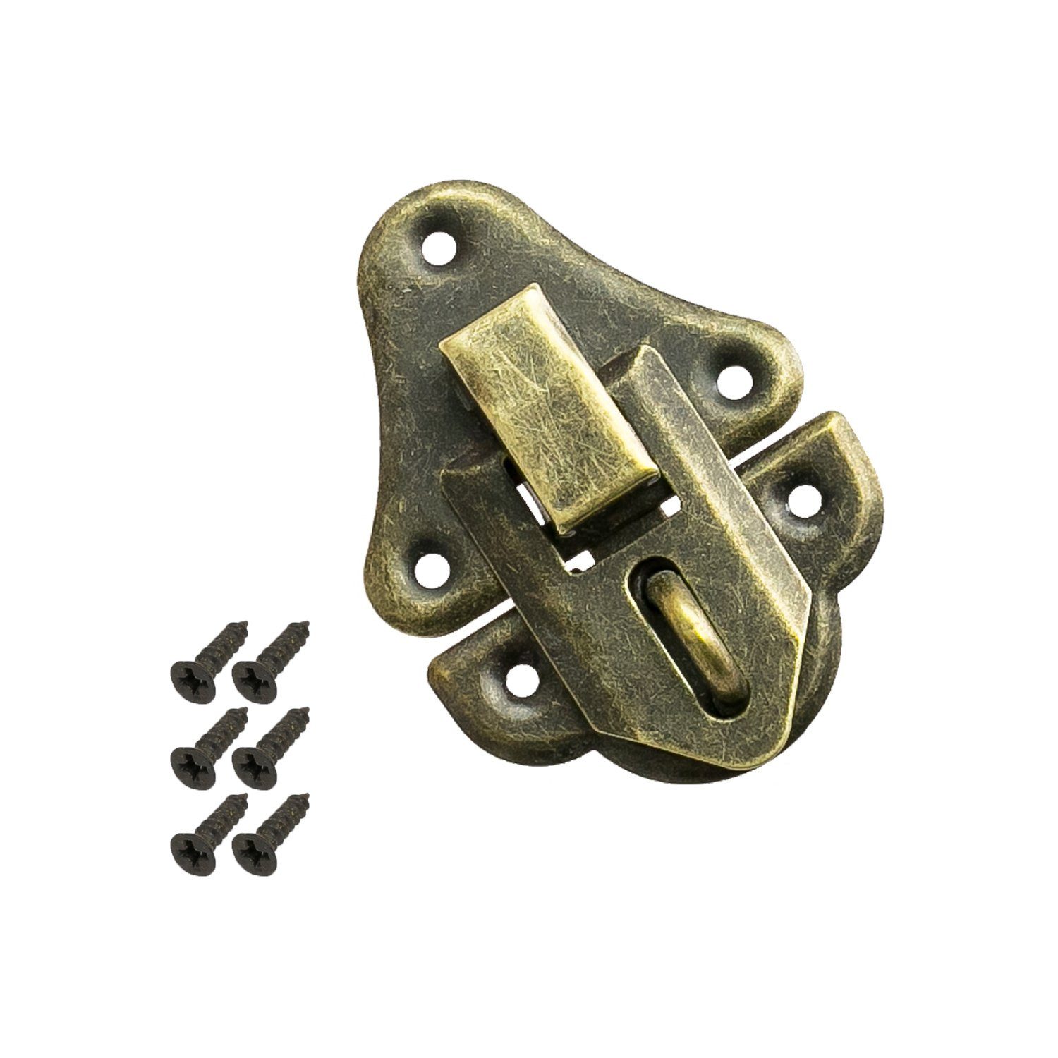 HMF Möbelbeschlag Vintage Spannverschluss mit Schlossöse (1 Stück), Vintage Deko Verschluss, 35 x 50 mm, Bronze